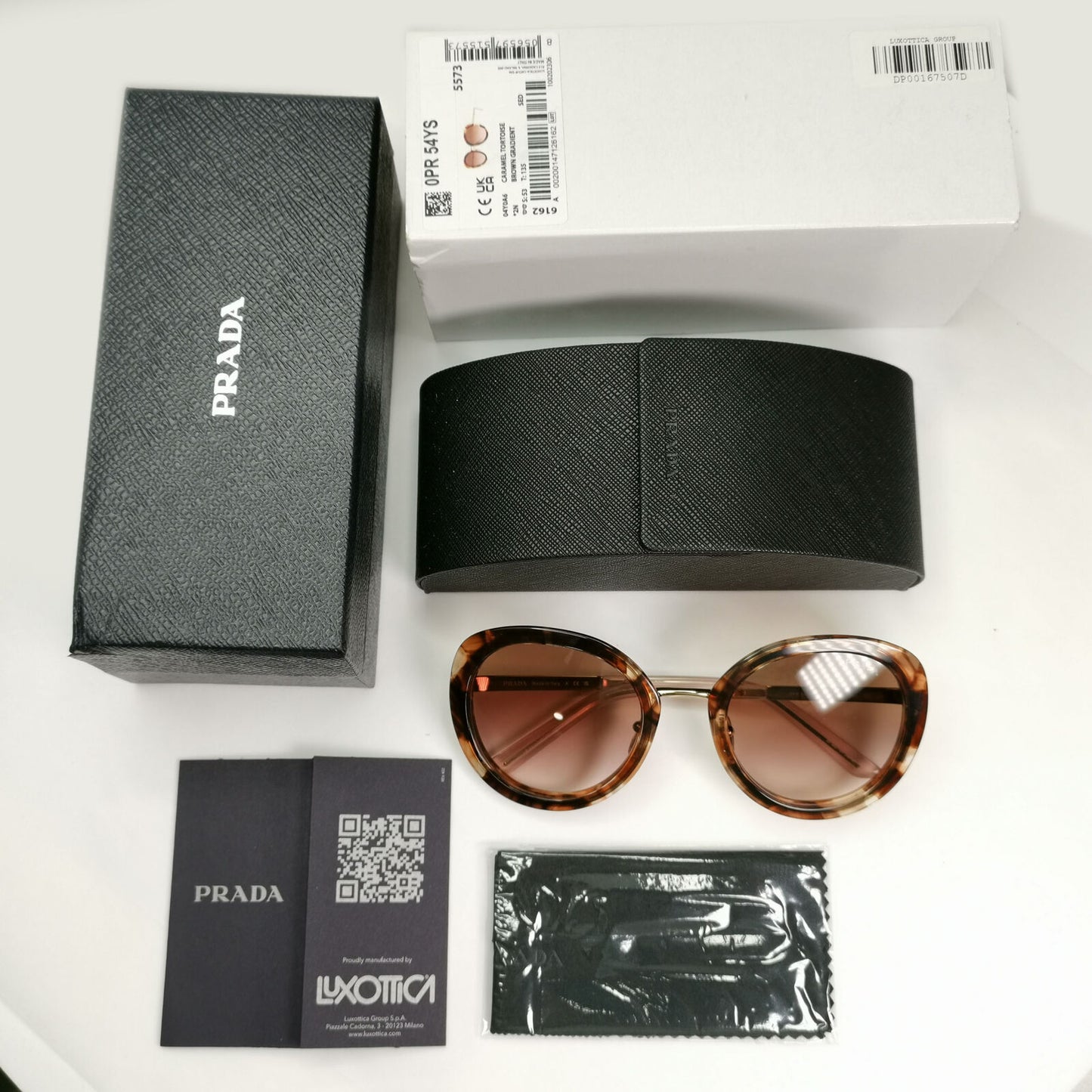 Prada Sunglasses Brown Caramel Gradient Gold Square PR54YS SPR 54Y 04Y-0A6 54mm