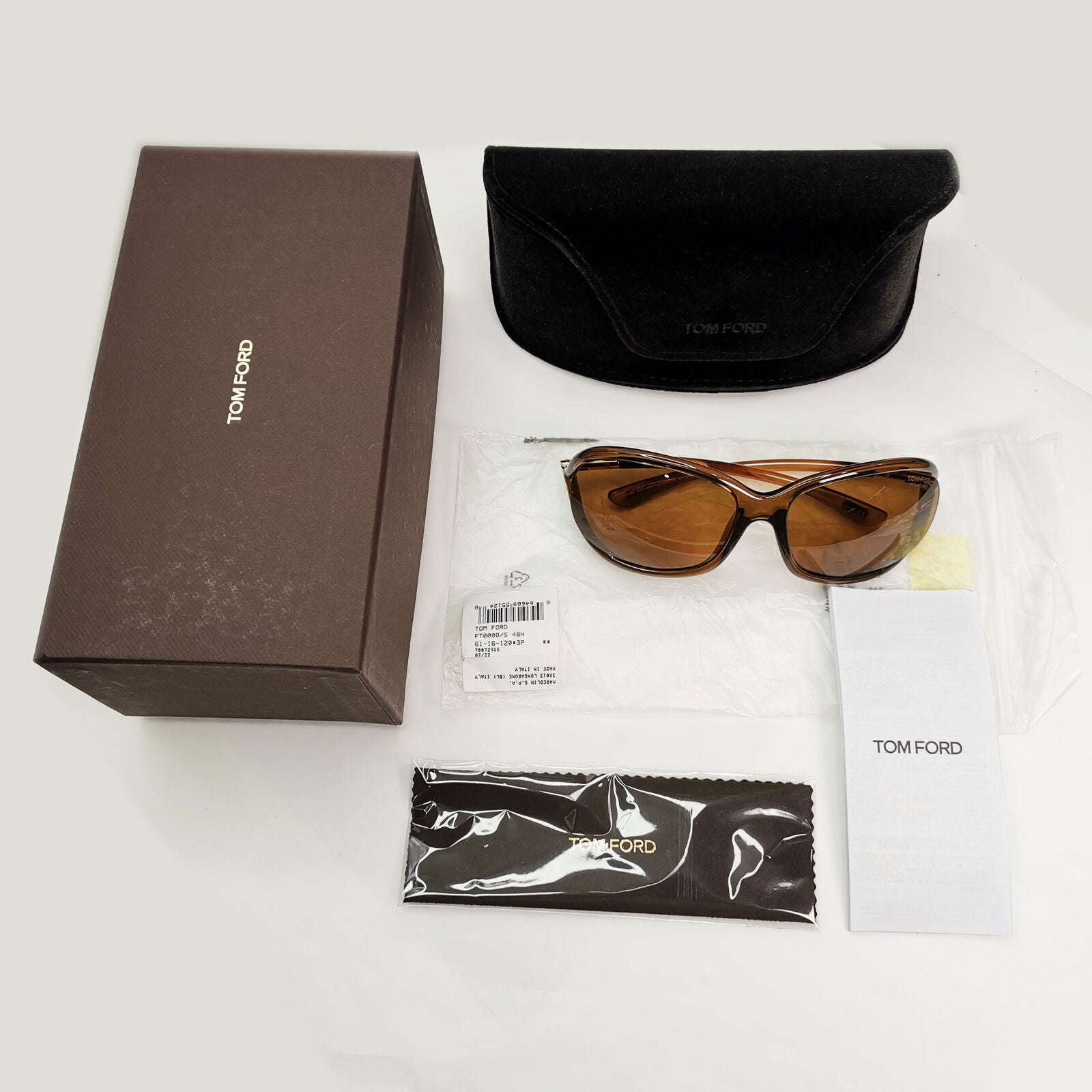 Tom Ford Sunglasses Jennifer Polarized Brown Gold Wrap Designer FT0008 TF8 48H