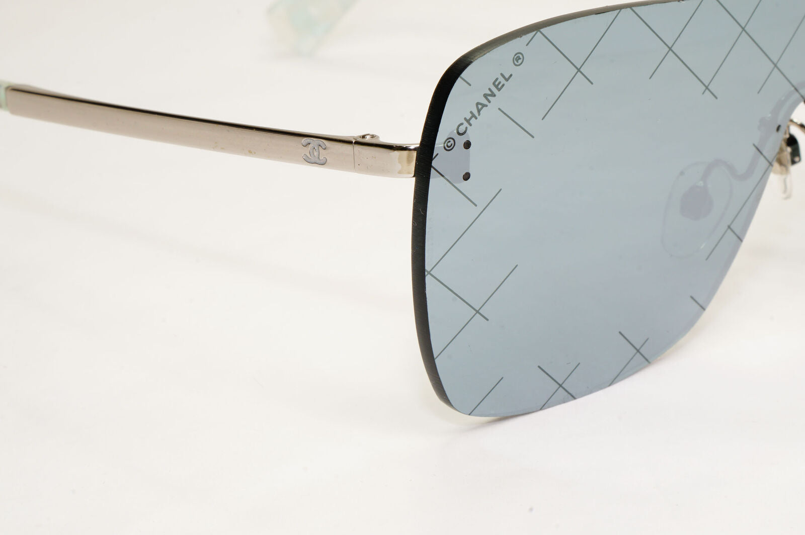 Chanel Sunglasses Silver Grey Mirrored Shield Visor 4215 c.124/6G