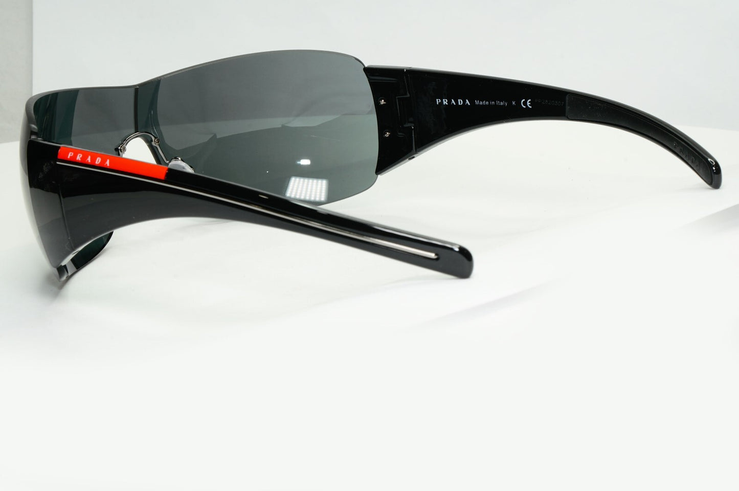 Prada Black Sunglasses Shield Visor Glossy Wrap Sport PS02LS SPS 02L 1AB-1A1 [a]