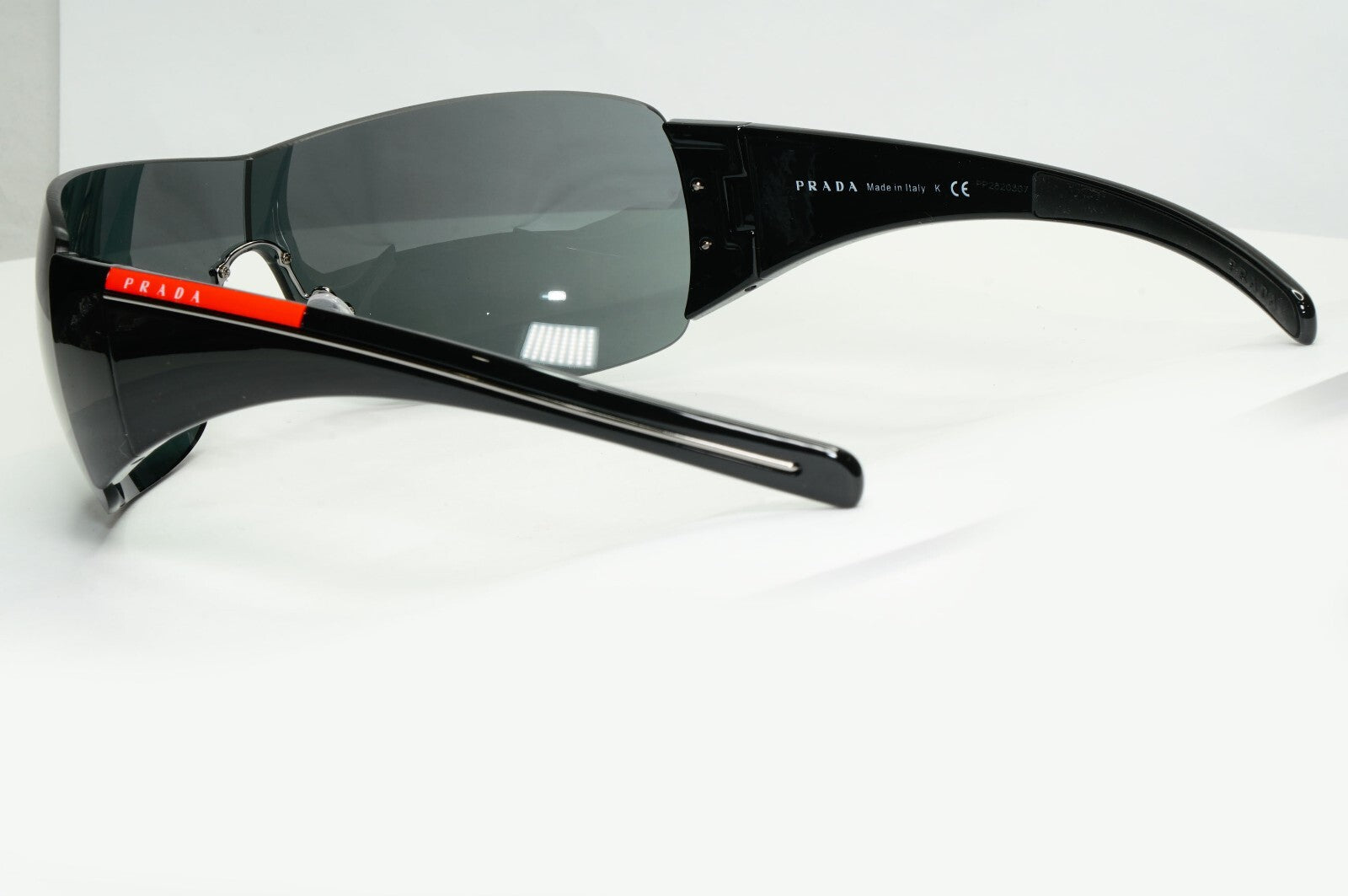 Prada Black Sunglasses Shield Visor Glossy Wrap Sport PS02LS SPS 02L 1AB-1A1 [a]