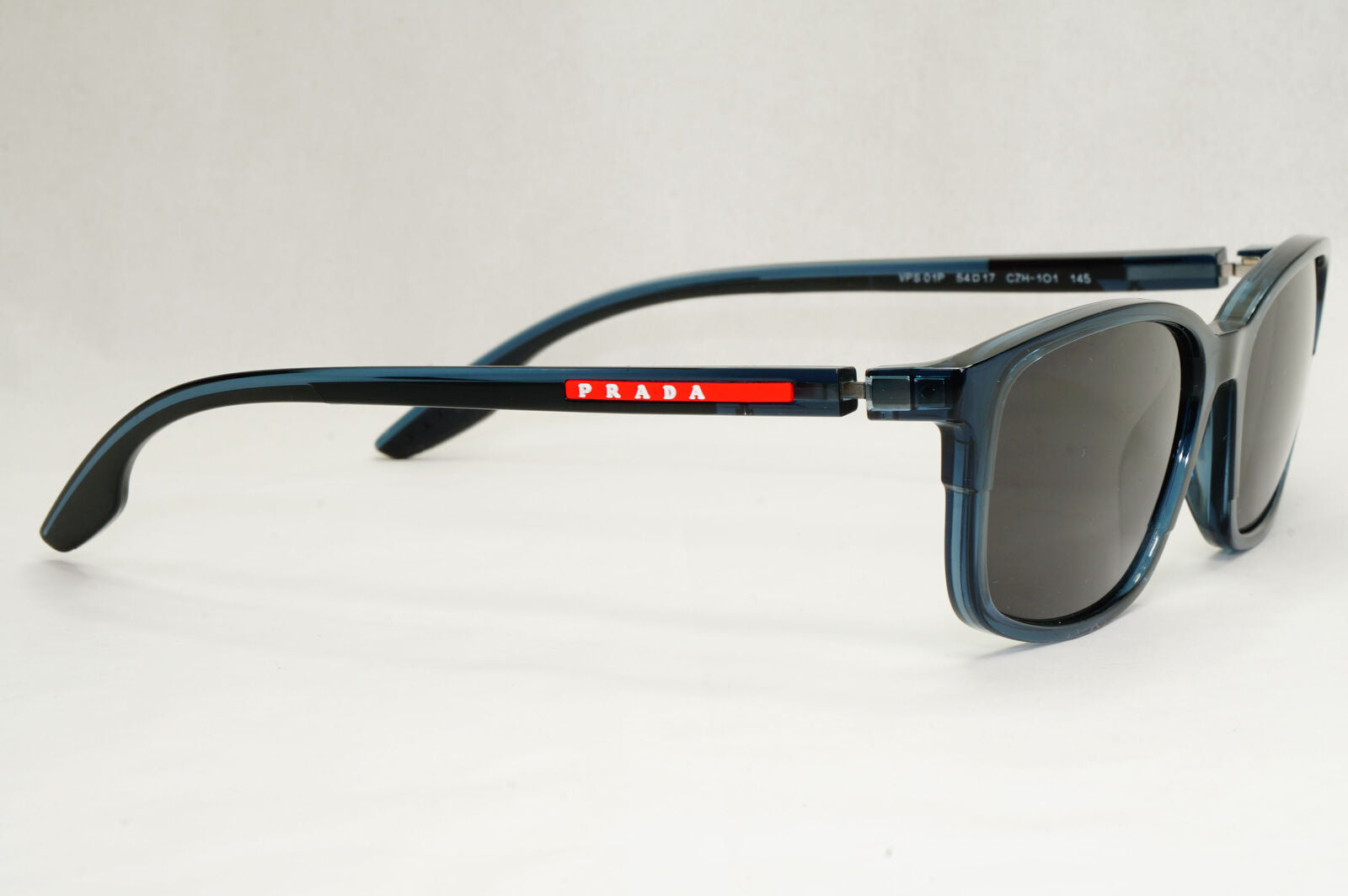 Prada Sunglasses Blue Transparent Black Square PS01PV VPS 01P CZH-1O1 54mm