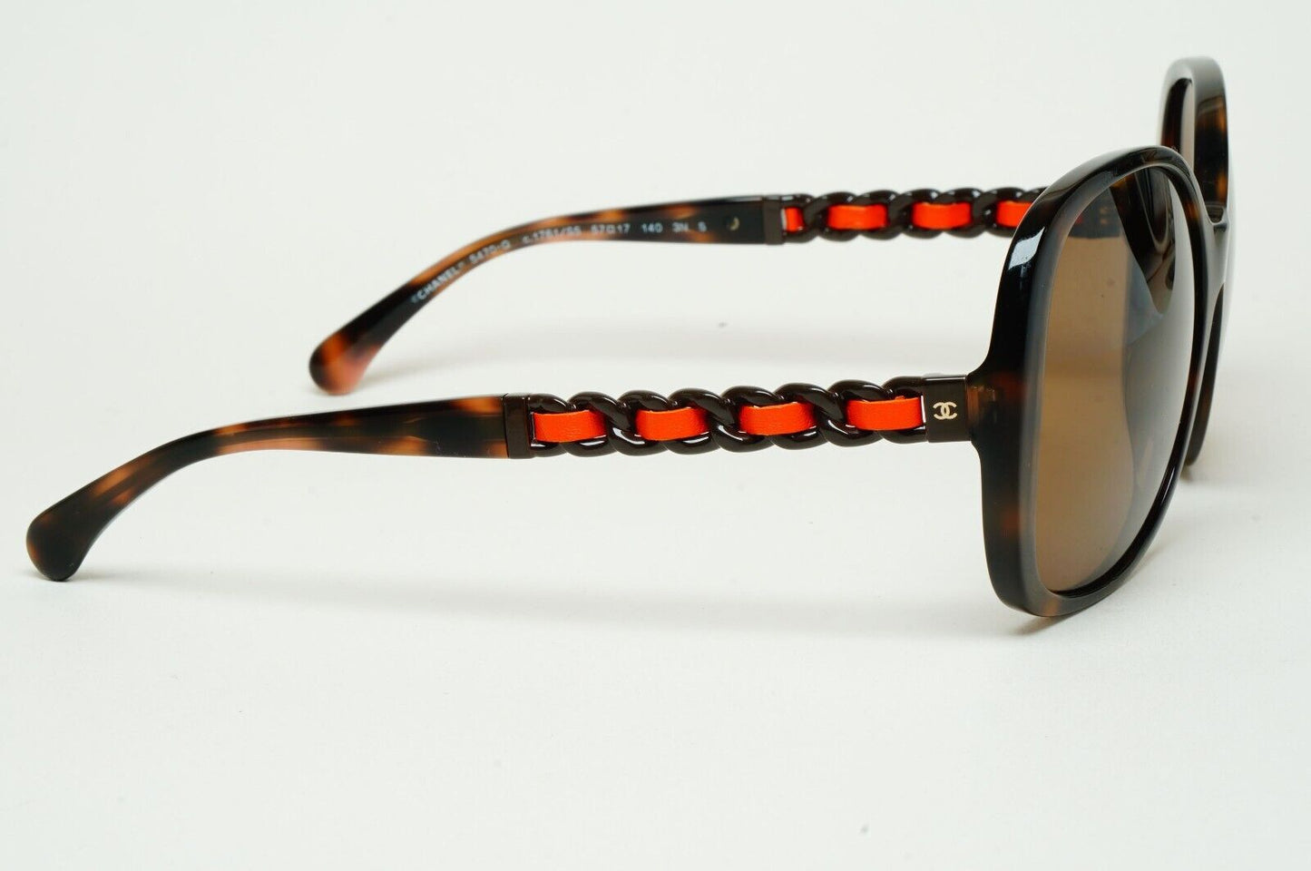 Chanel Sunglasses Brown Leather Chain Tortoise Square 5470-Q c.1761/S5 310125