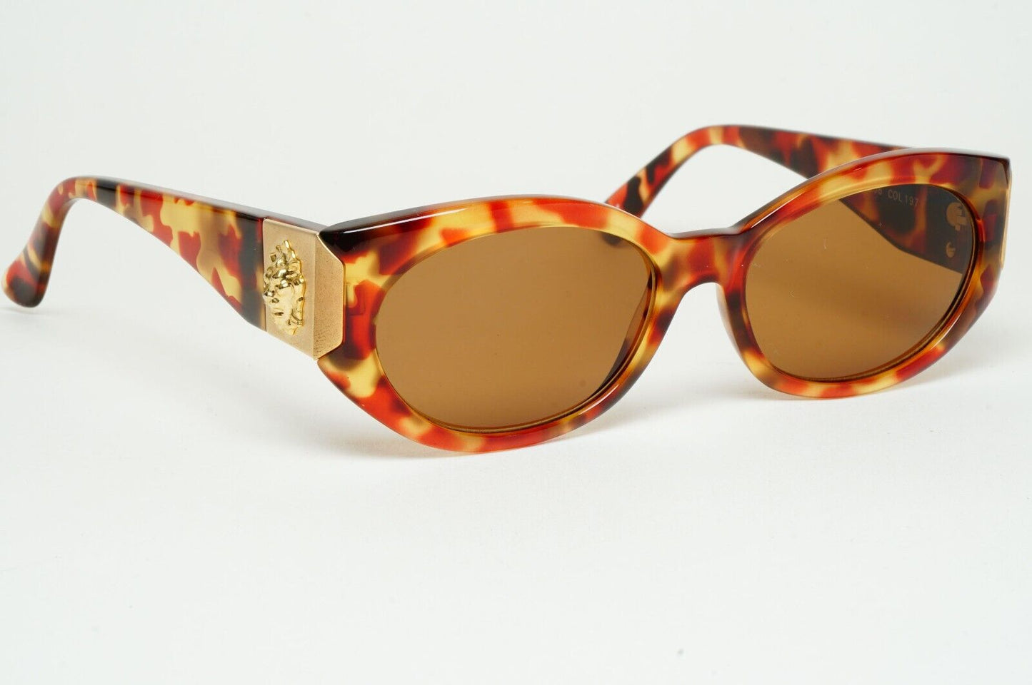 Versus Sunglasses 1996 by Gianni Versace Vintage Gold Lion Brown MOD E06 COL 197
