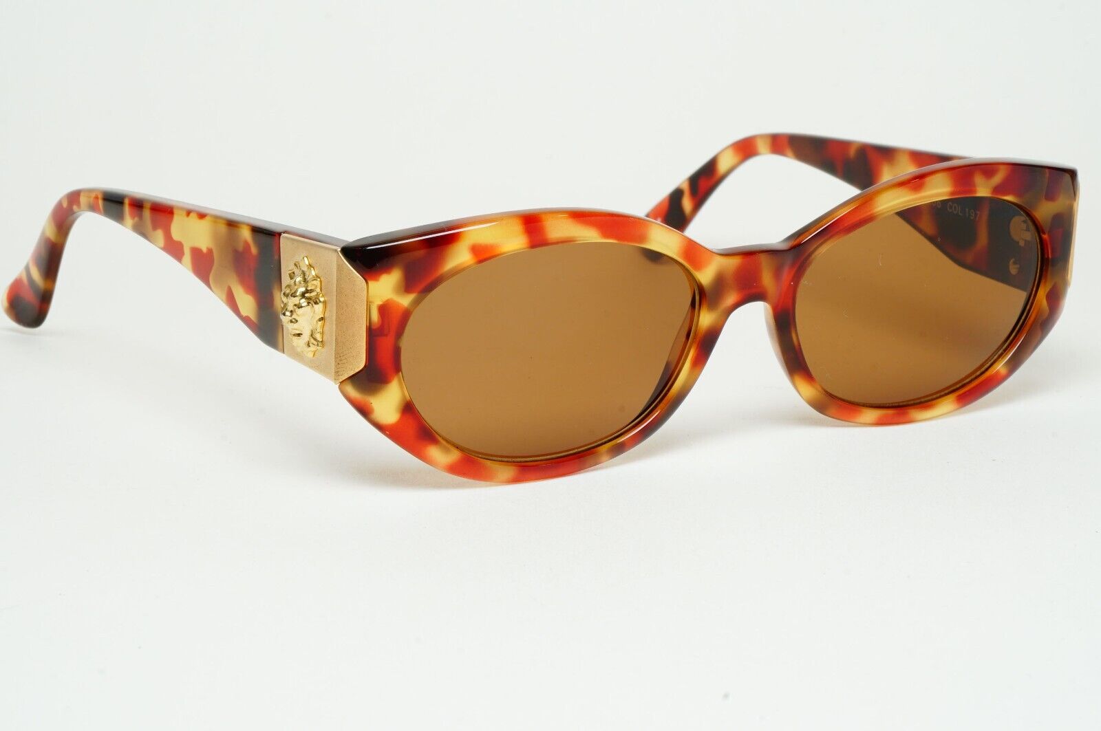 Versus Sunglasses 1996 by Gianni Versace Vintage Gold Lion Brown MOD E06 COL 197