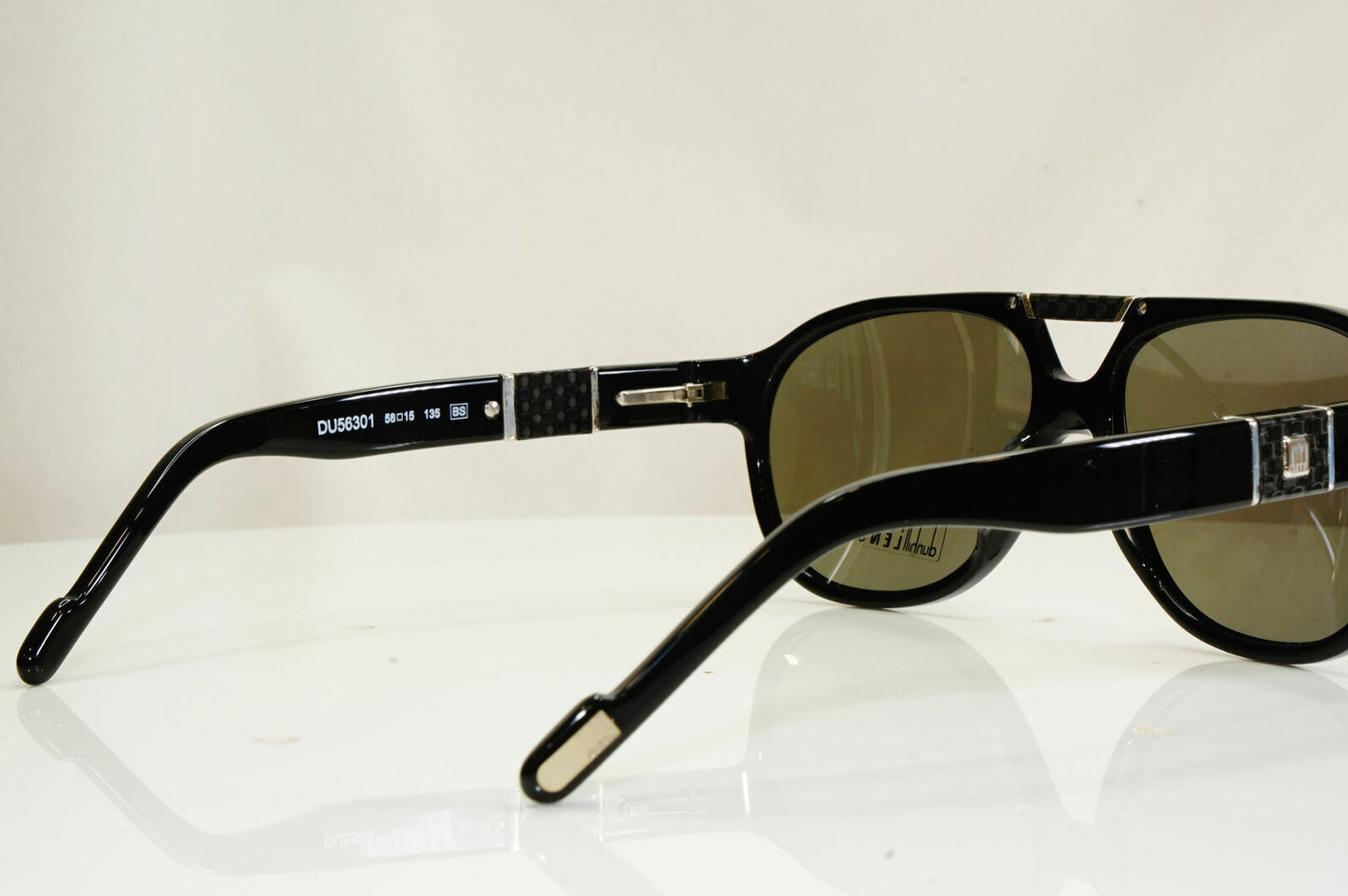 Authentic DUNHILL Polarized Vintage Sunglasses Black Pilot DU56301 08/12 26991
