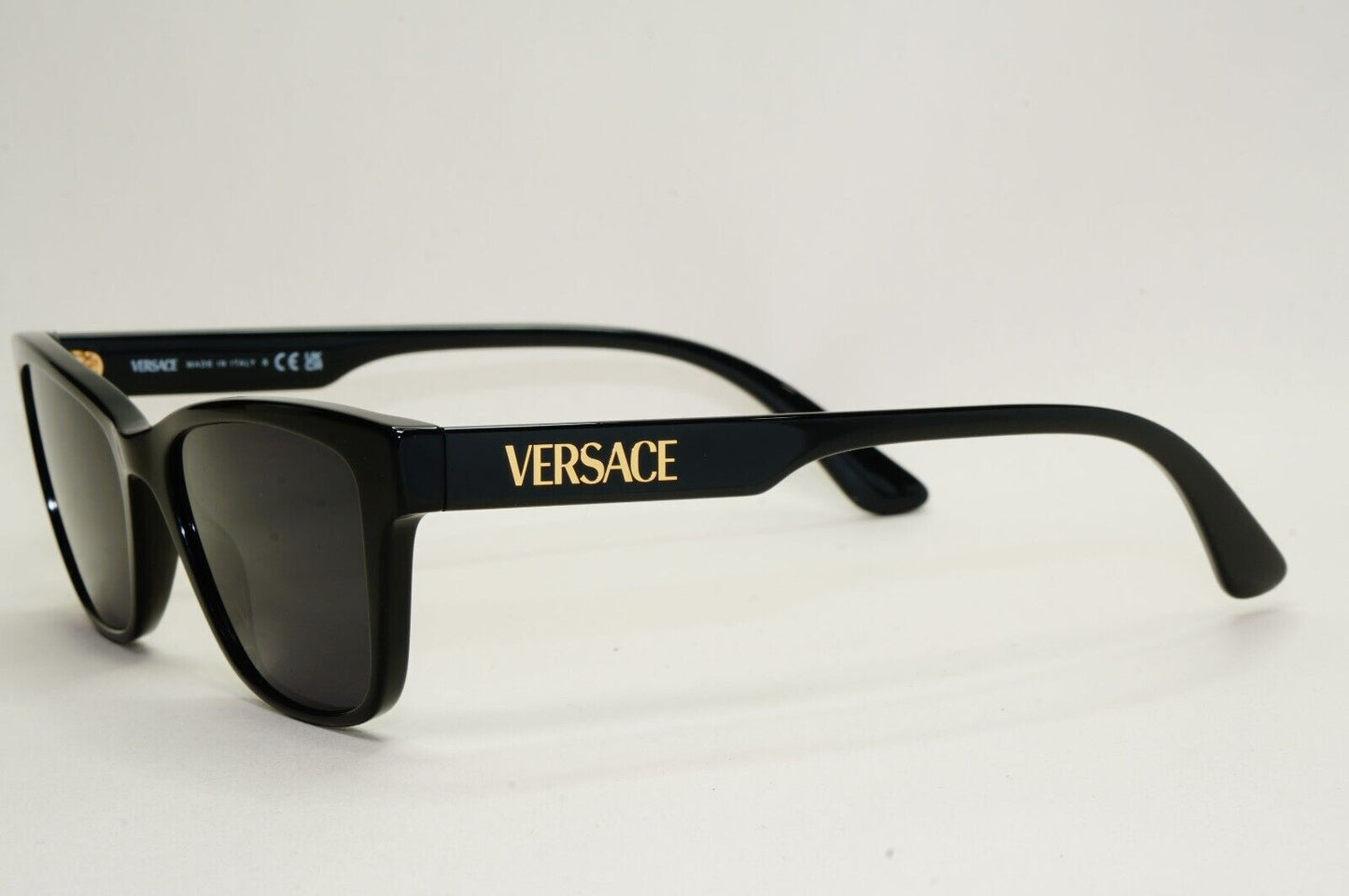 Versace Sunglasses Black Gold Letters Rectangle MOD VE 3316 GB1 55mm