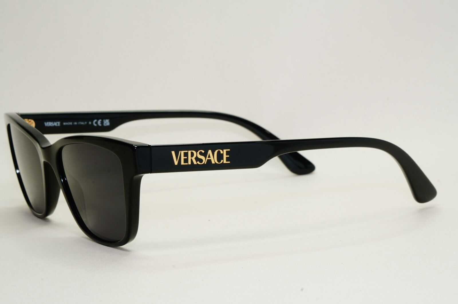 Versace Sunglasses Black Gold Letters Rectangle MOD VE 3316 GB1 55mm