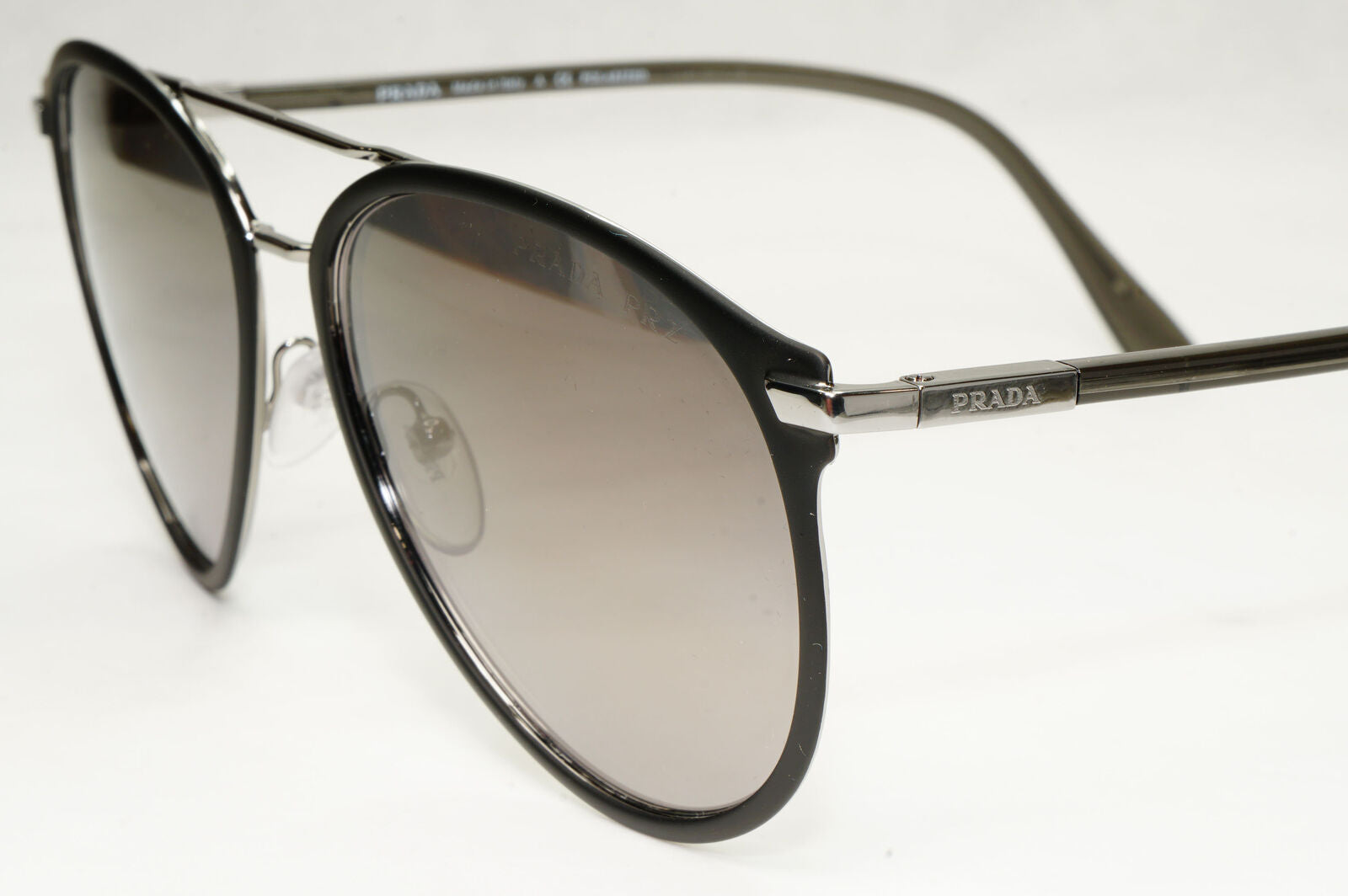 Prada Sunglasses Polarized Black Gunmetal Grey Glass Lens PR51WS SPR 51W 02G-09G