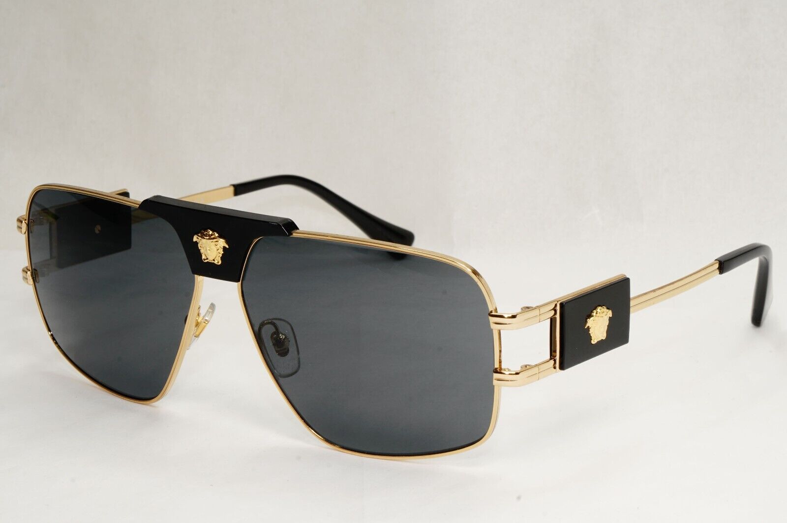 Versace Sunglasses Gold Black Grey Metal Navigator Pilot MOD VE 2251 1002/87