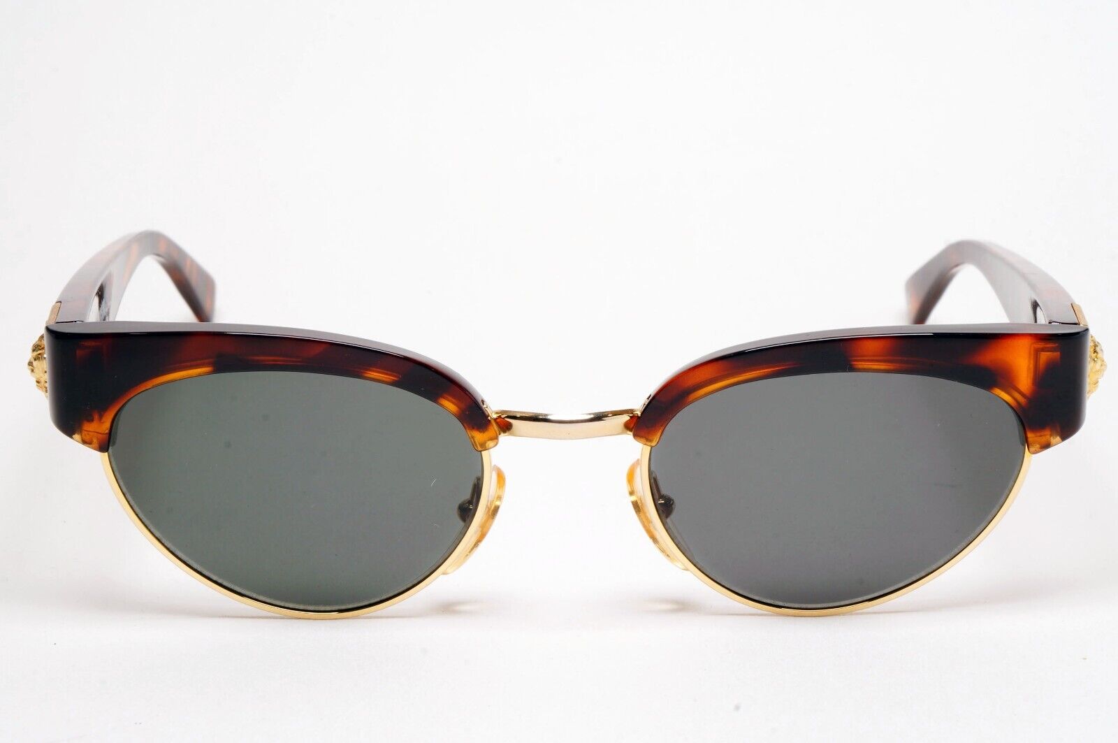 Versus Sunglasses 1996 by Gianni Versace Vintage Brown Gold Lion MOD E22 COL 649