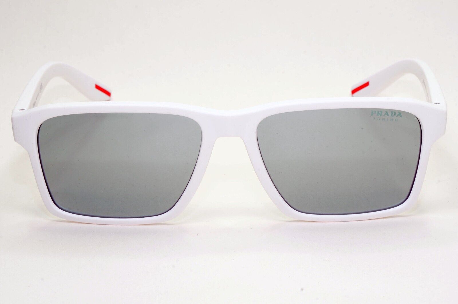 Prada Sunglasses White Grey Mirror Square PS05YS SPS 05Y TWK-40A 58mm 050824