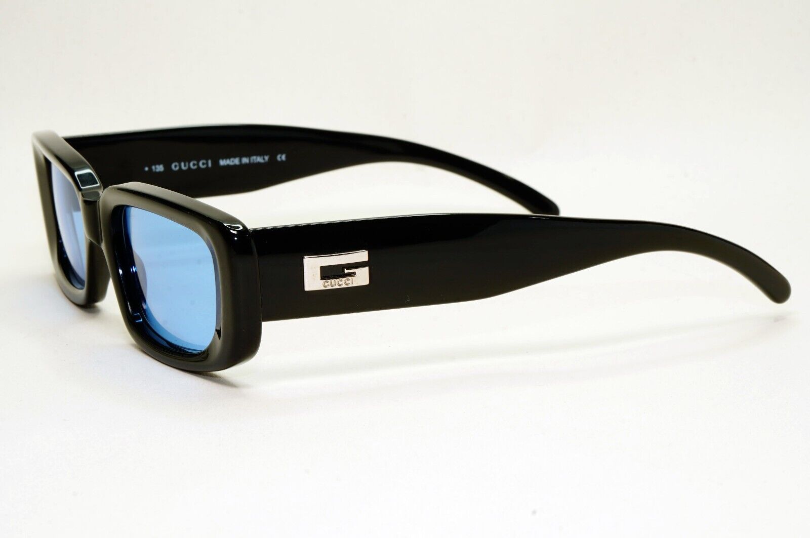 Gucci Sunglasses 1996 Vintage Black Blue Square GG 2409/N/S 807 49mm 141024