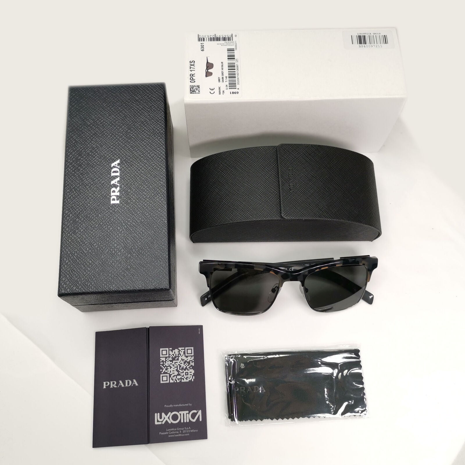 Prada Sunglasses Glass Lens Dark Grey Tortoise PR17XS SPR 17X 08A-09C 54mm