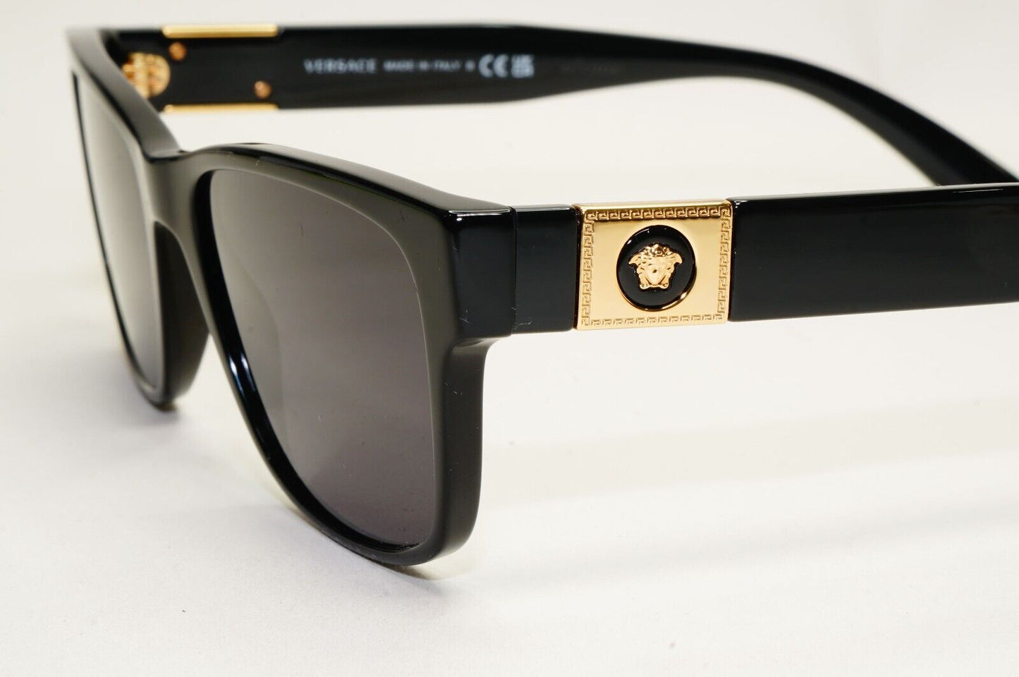Versace Sunglasses Black Gold Medusa Square Glossy MOD VE 3295 GB1 56mm