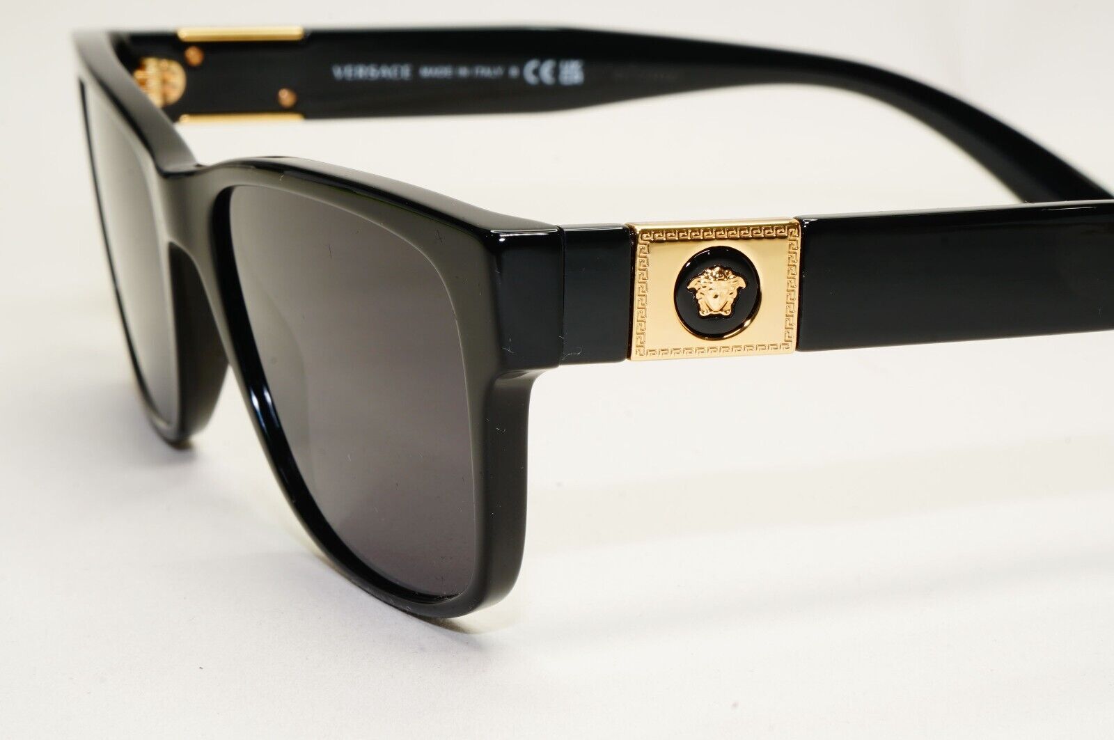 Versace Sunglasses Black Gold Medusa Square Glossy MOD VE 3295 GB1 56mm