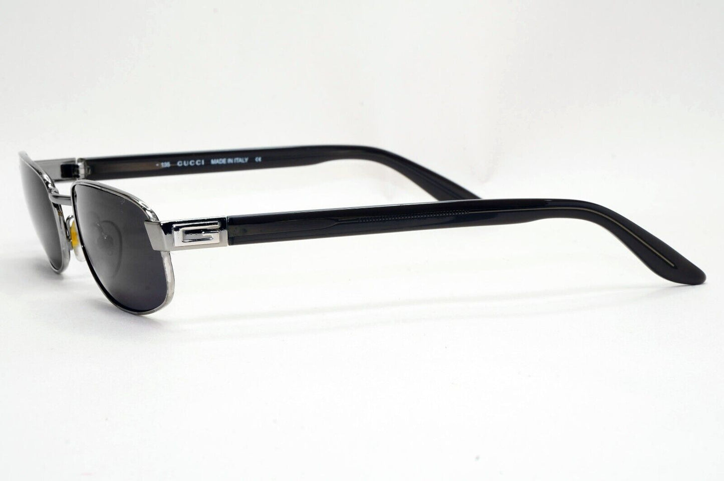 Gucci Sunglasses 1996 Vintage Black Silver Metal Rectangle GG 1639/S E4W 081124