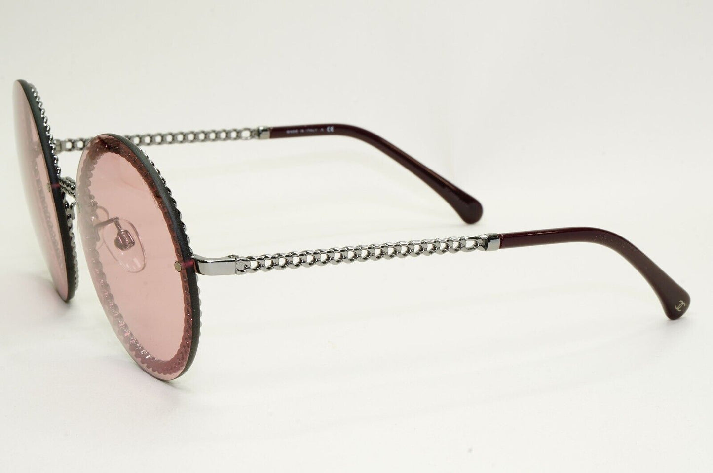 Chanel Sunglasses Chain Round Rimless Metal Grey Gunmetal Pink CH 4245 c.108/D8
