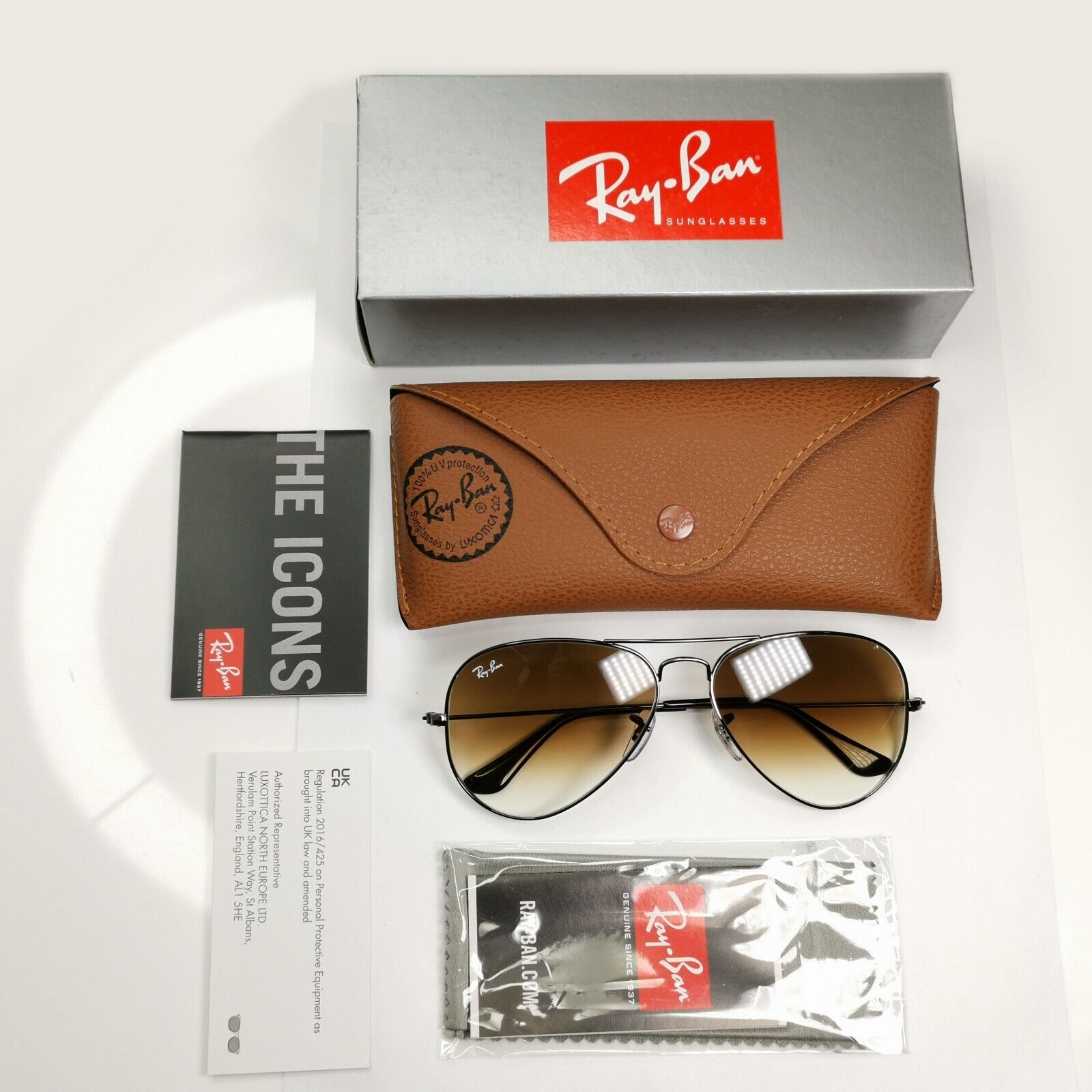 Ray-Ban Sunglasses Aviator Gunmetal Brown Gradient RB 3025 Aviator 004/51 58mm
