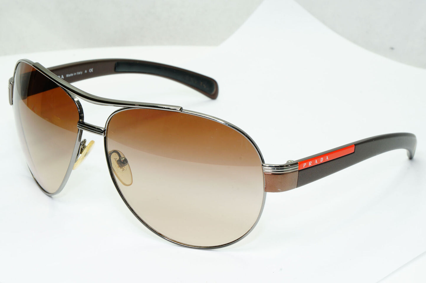 Prada Sunglasses Brown Pilot Red Stripe PS50IS SPS 50I 5AV-6S1 62mm 280323