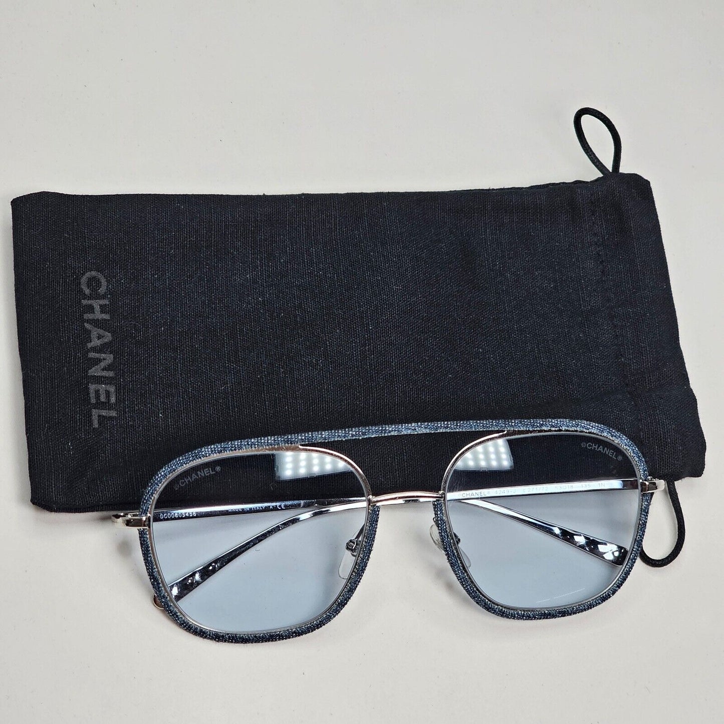 Chanel Sunglasses Denim Blue Silver Pilot Metal 4249-J c.271/72 53mm