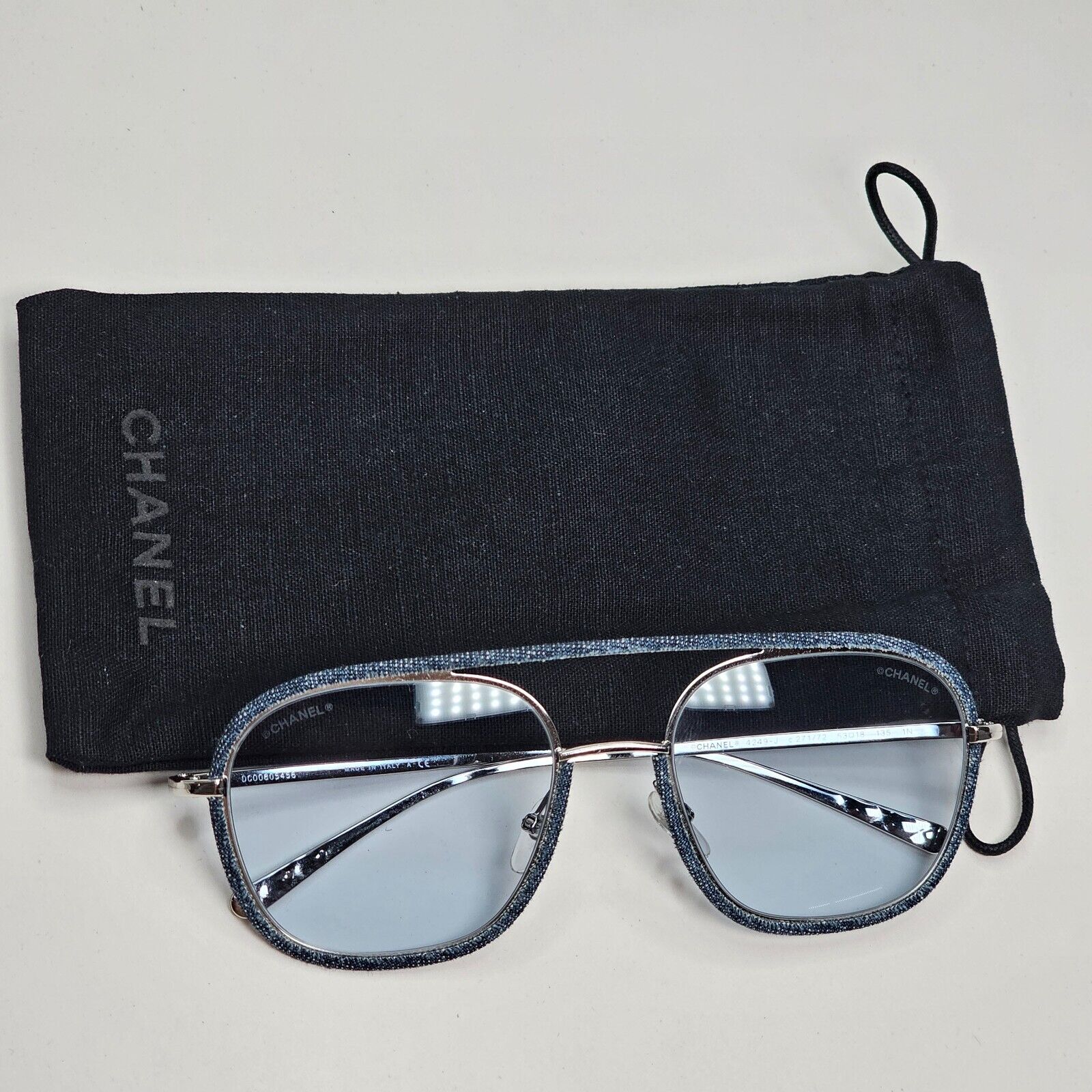 Chanel Sunglasses Denim Blue Silver Pilot Metal 4249-J c.271/72 53mm