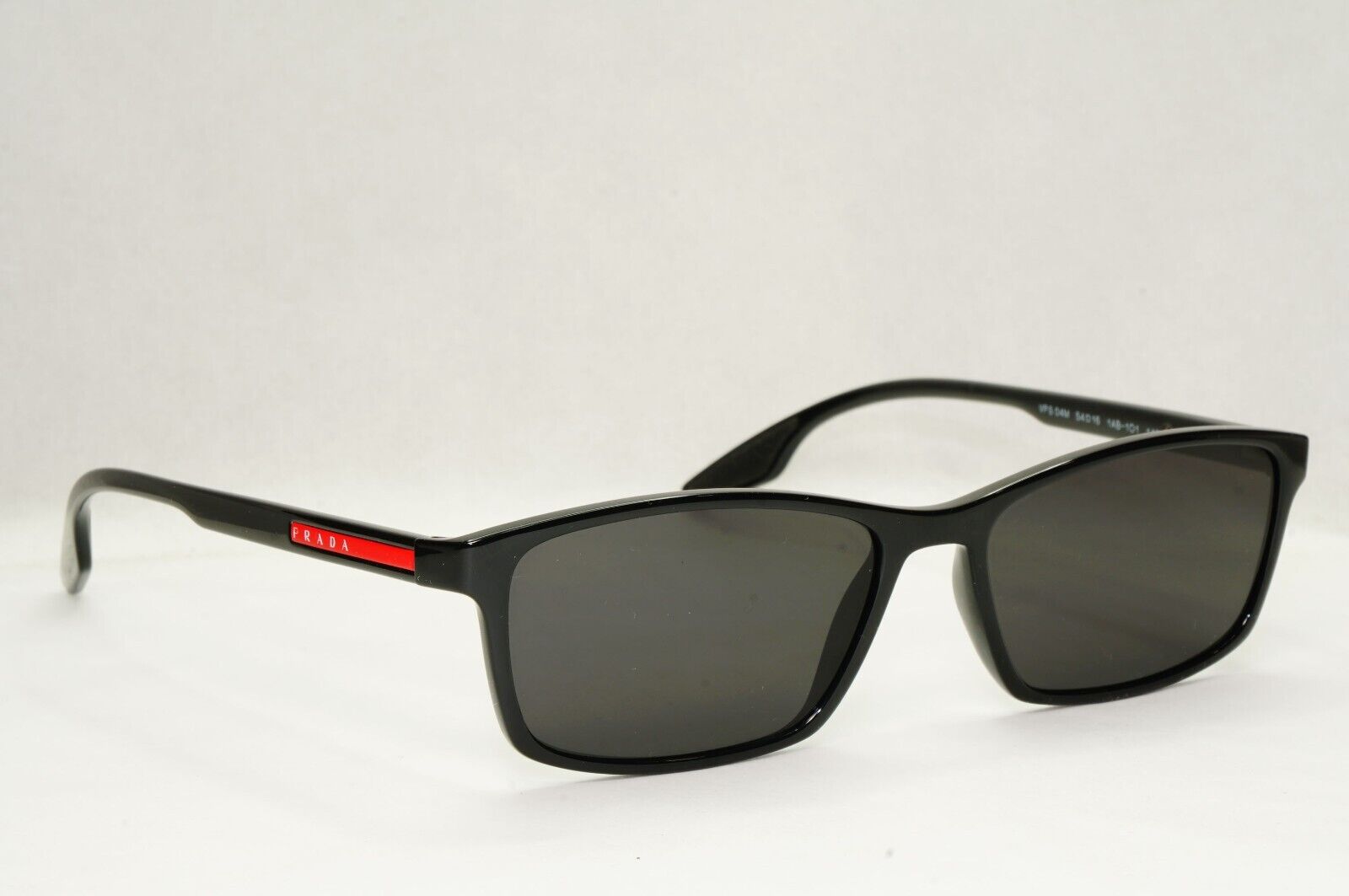 Prada Sunglasses Black Rectangle Square Glossy PS04MV VPS 04M 1AB-1O1 54mm