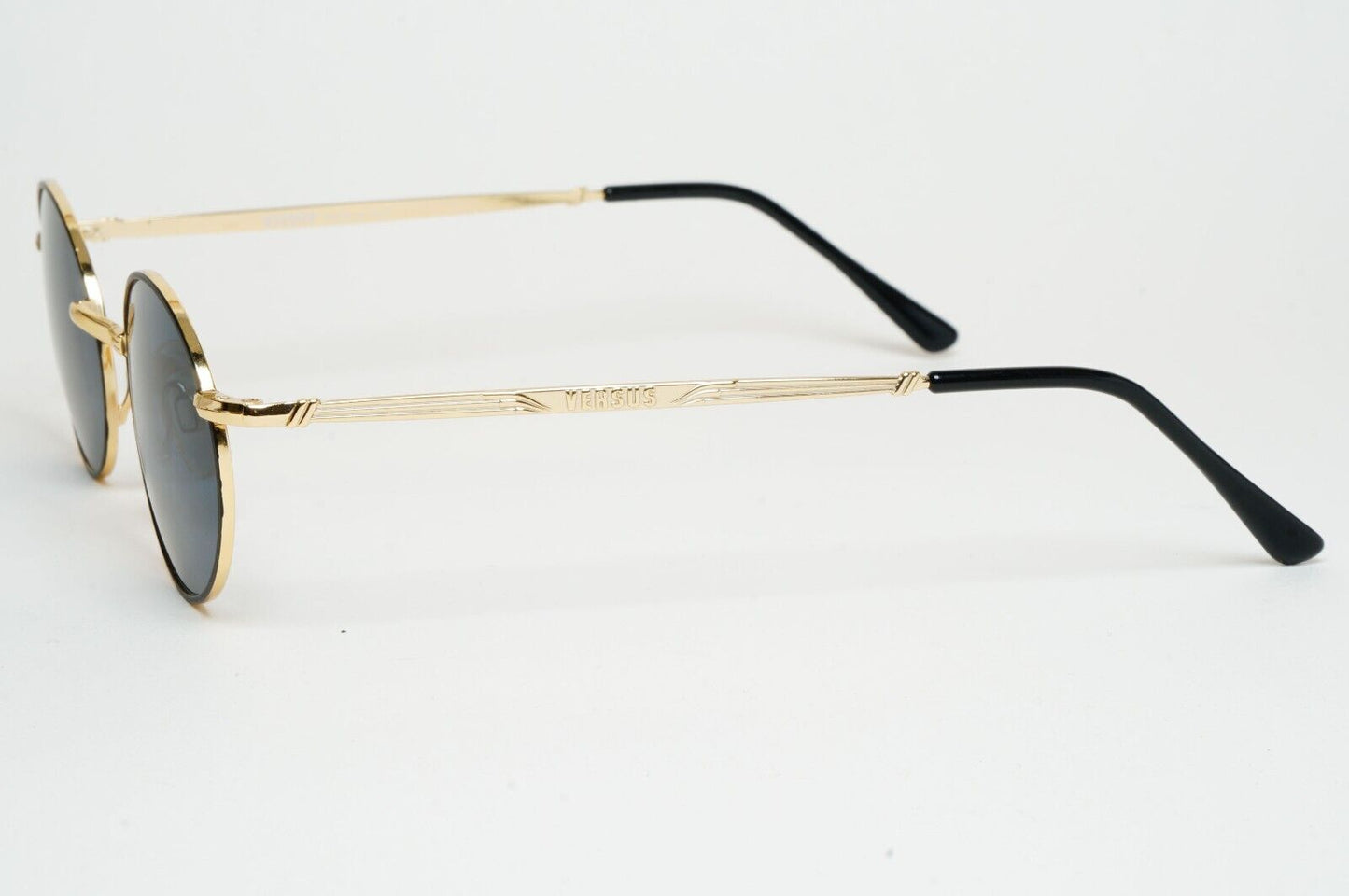 Versus Sunglasses 1996 by Gianni Versace Vintage Round Gold Grey MOD E74 COL 09M