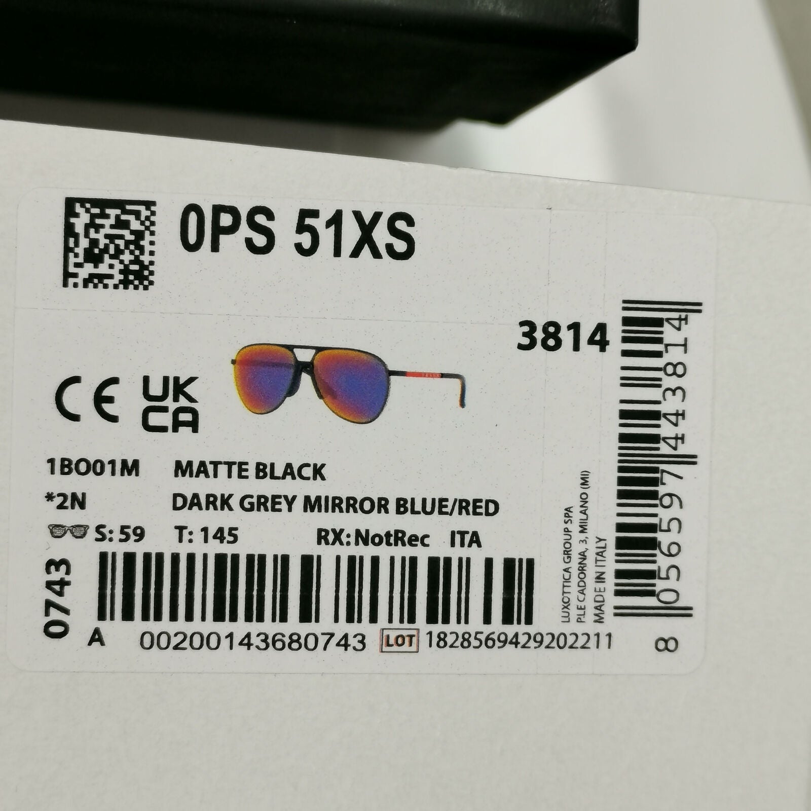 Prada Sunglasses Pilot Mirror Grey Blue Red Chameleon PS51XS SPS 51X 1BO-01M