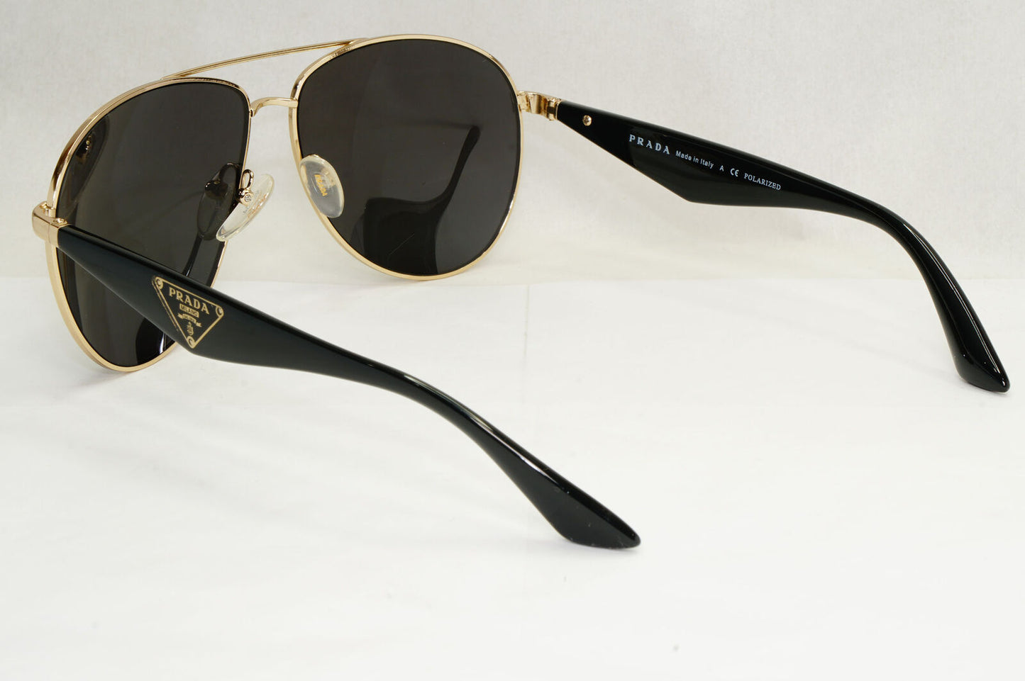 Prada Sunglasses Triangle Logo Black Gold Pilot PR53QS SPR 53Q ZVN-5Z1 130224