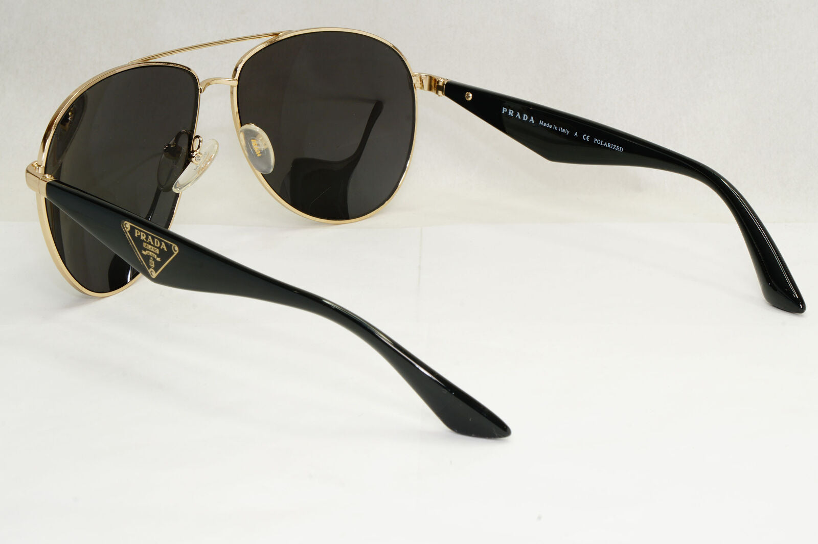 Prada Sunglasses Triangle Logo Black Gold Pilot PR53QS SPR 53Q ZVN-5Z1 130224