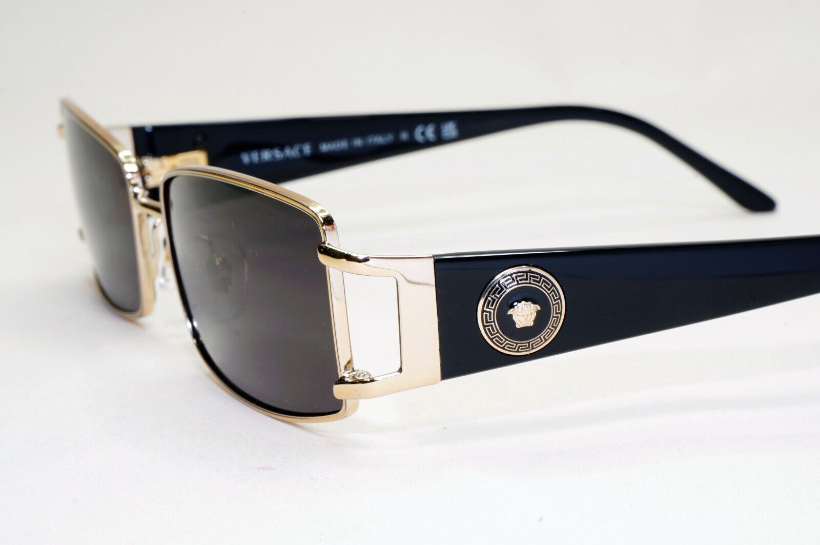 Versace Sunglasses Black Gold Medusa Rectangle Small MOD 1163-M 1252 52mm