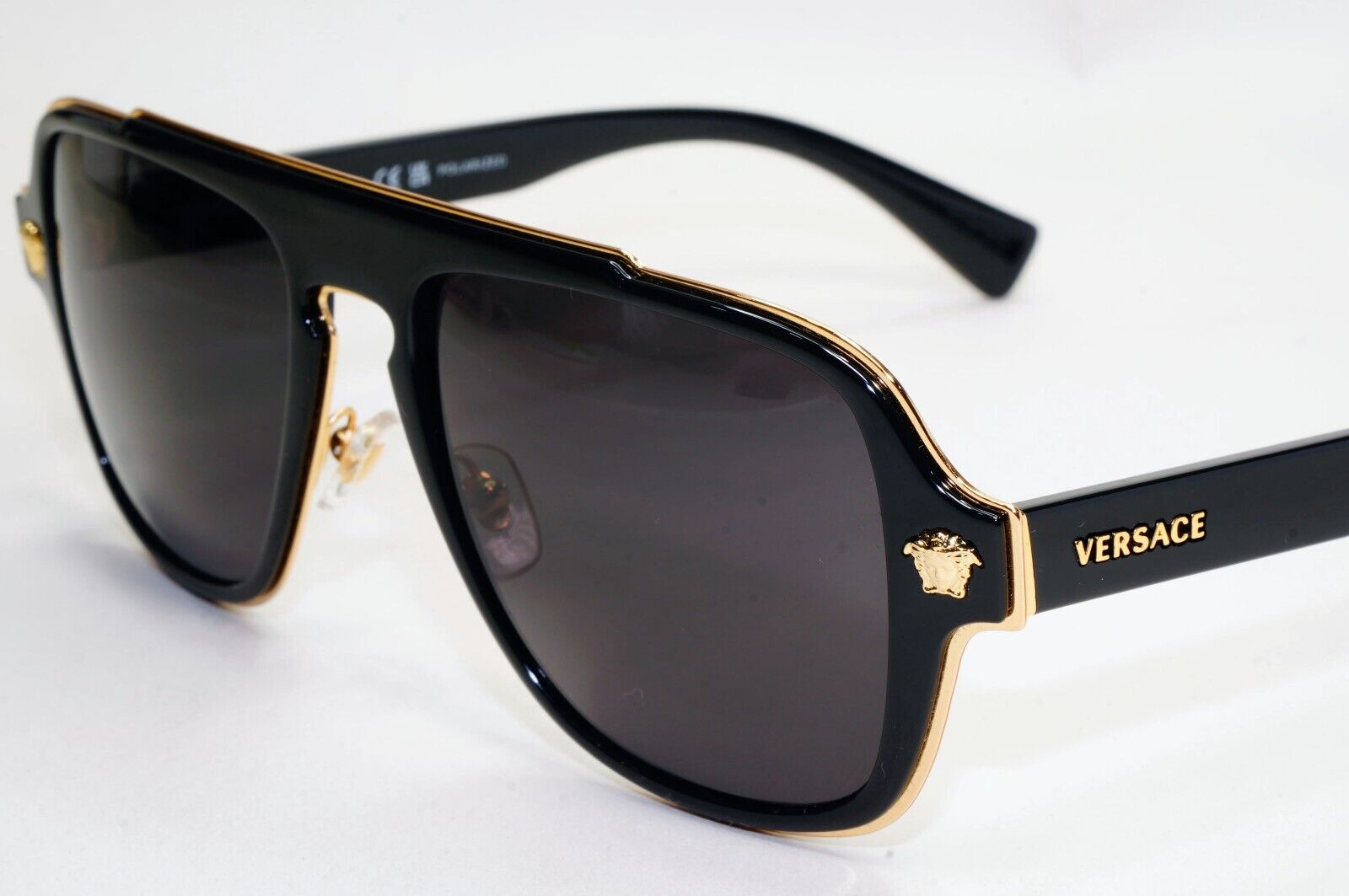 Versace Sunglasses Black Gold Medusa Glossy Square MOD VE 2199 1002/81 260724