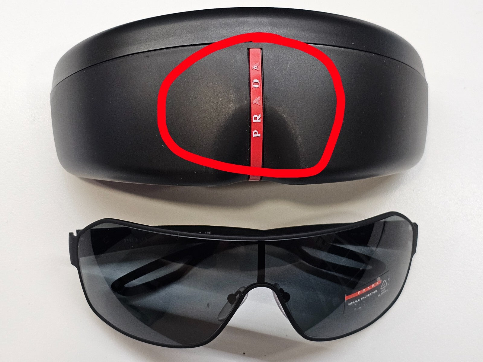 Prada Sunglasses Black Shield Visor Ski Sport Wrap PS52QS SPS 52Q DG0-1A1 [a]