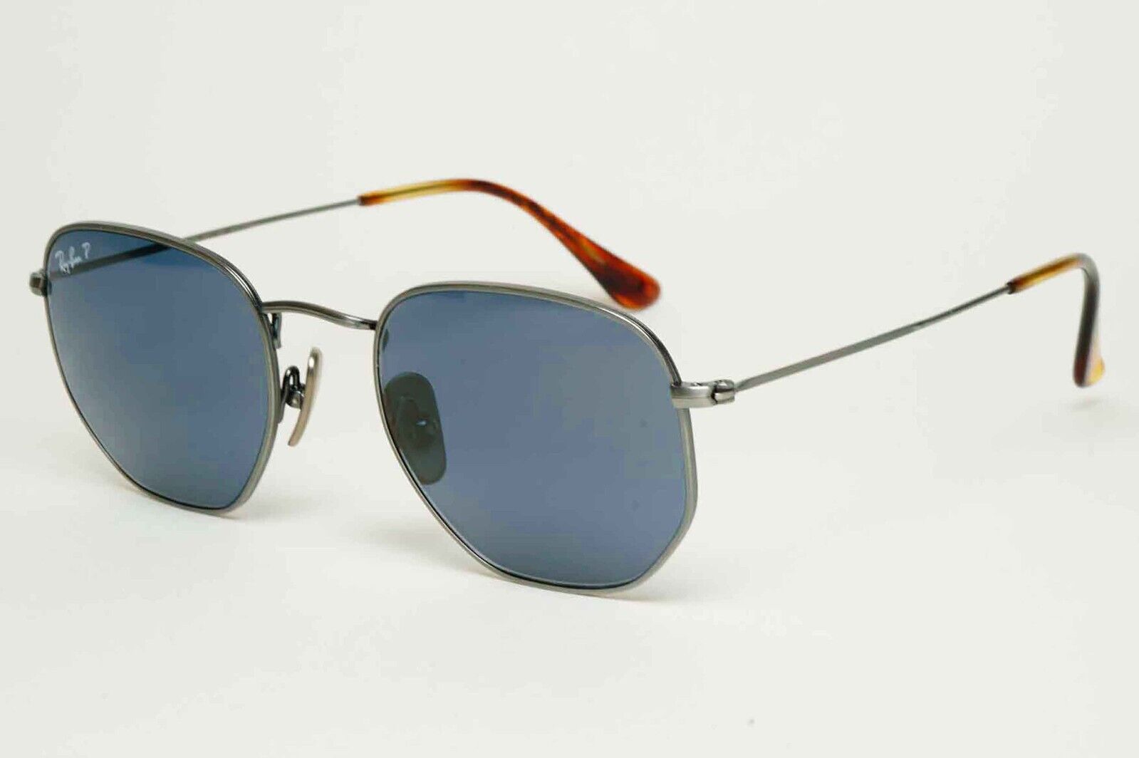 Ray-Ban Sunglasses Hexagonal Titanium Polarised Grey Blue RB 8148 9208/T0 51mm