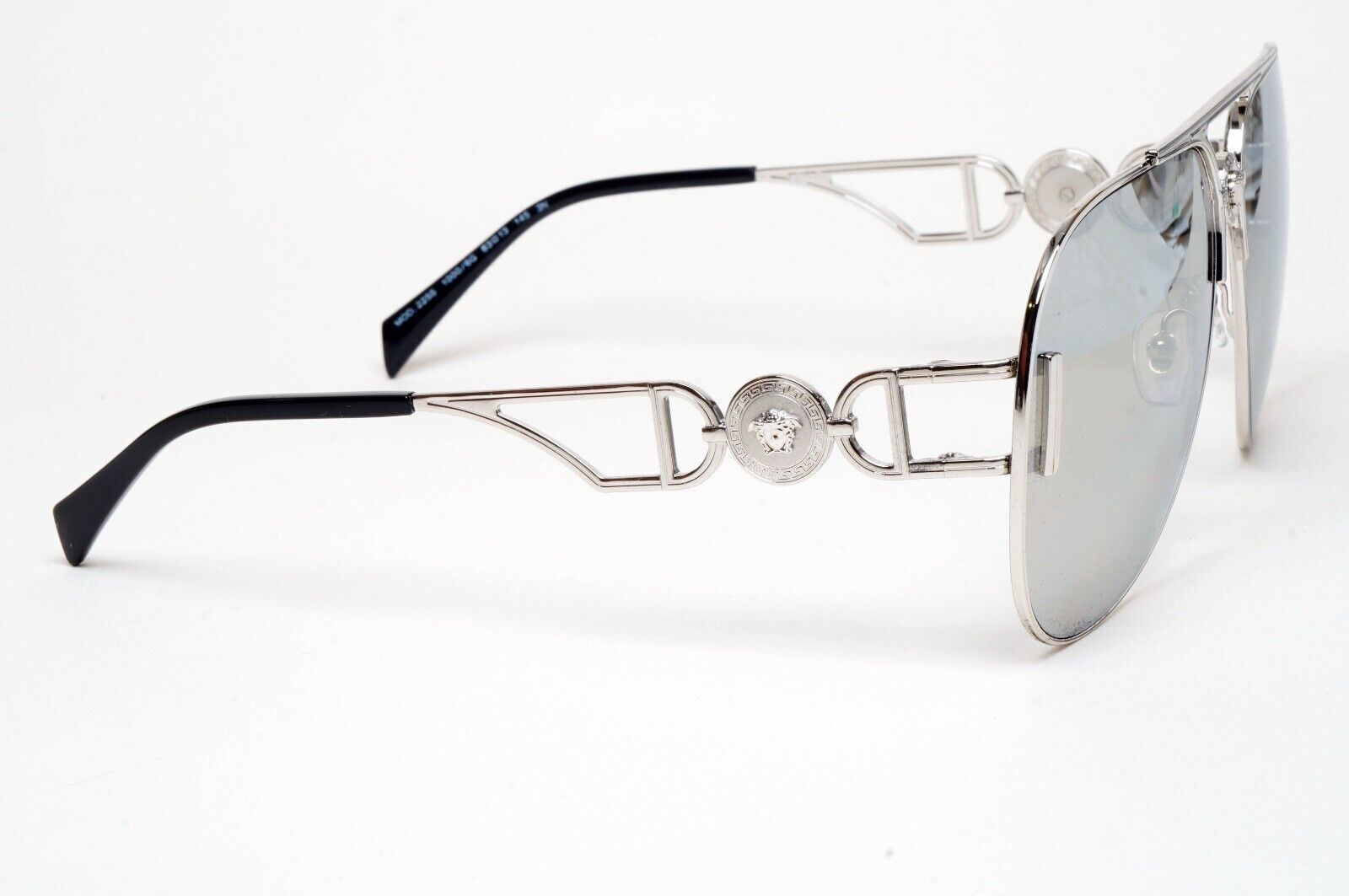 Versace Sunglasses Oversized Pilot Silver Medusa Mirror MOD VE 2255 1000/6G