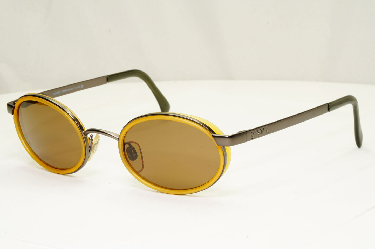 Emporio Armani 1997 Vintage Sunglasses Mens Womens Metal Honey Oval 085-S 1107