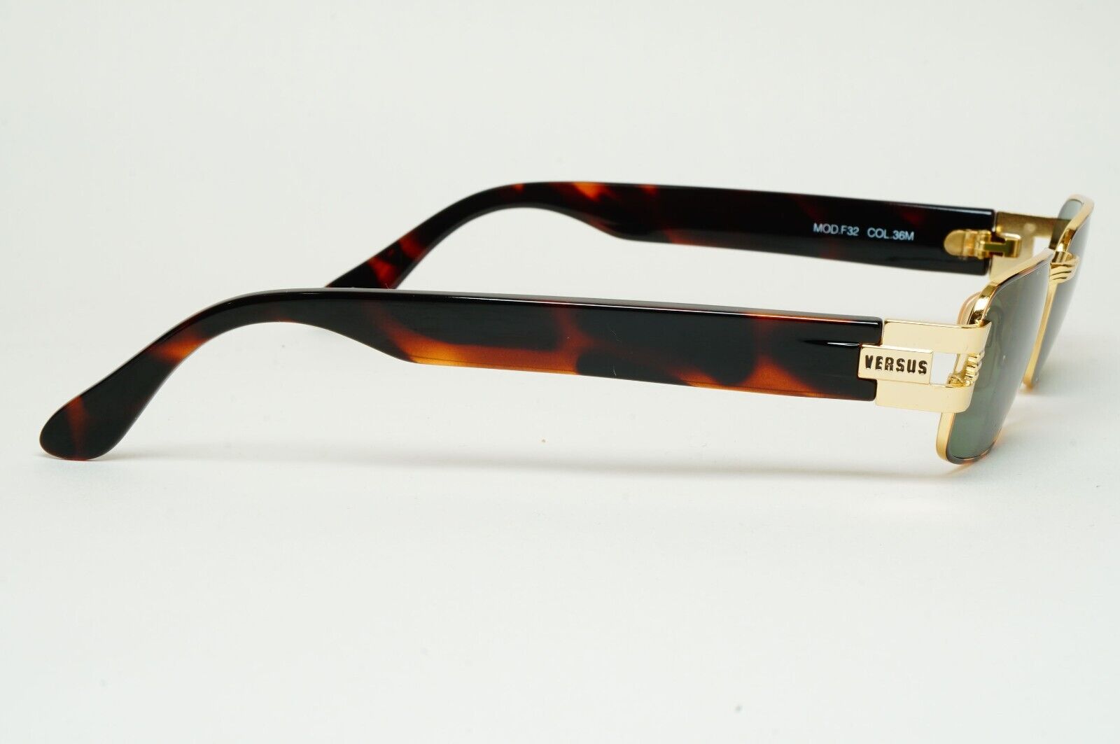 Versus Sunglasses 1996 by Gianni Versace Vintage Gold Rectangle MOD F32 COL 36M
