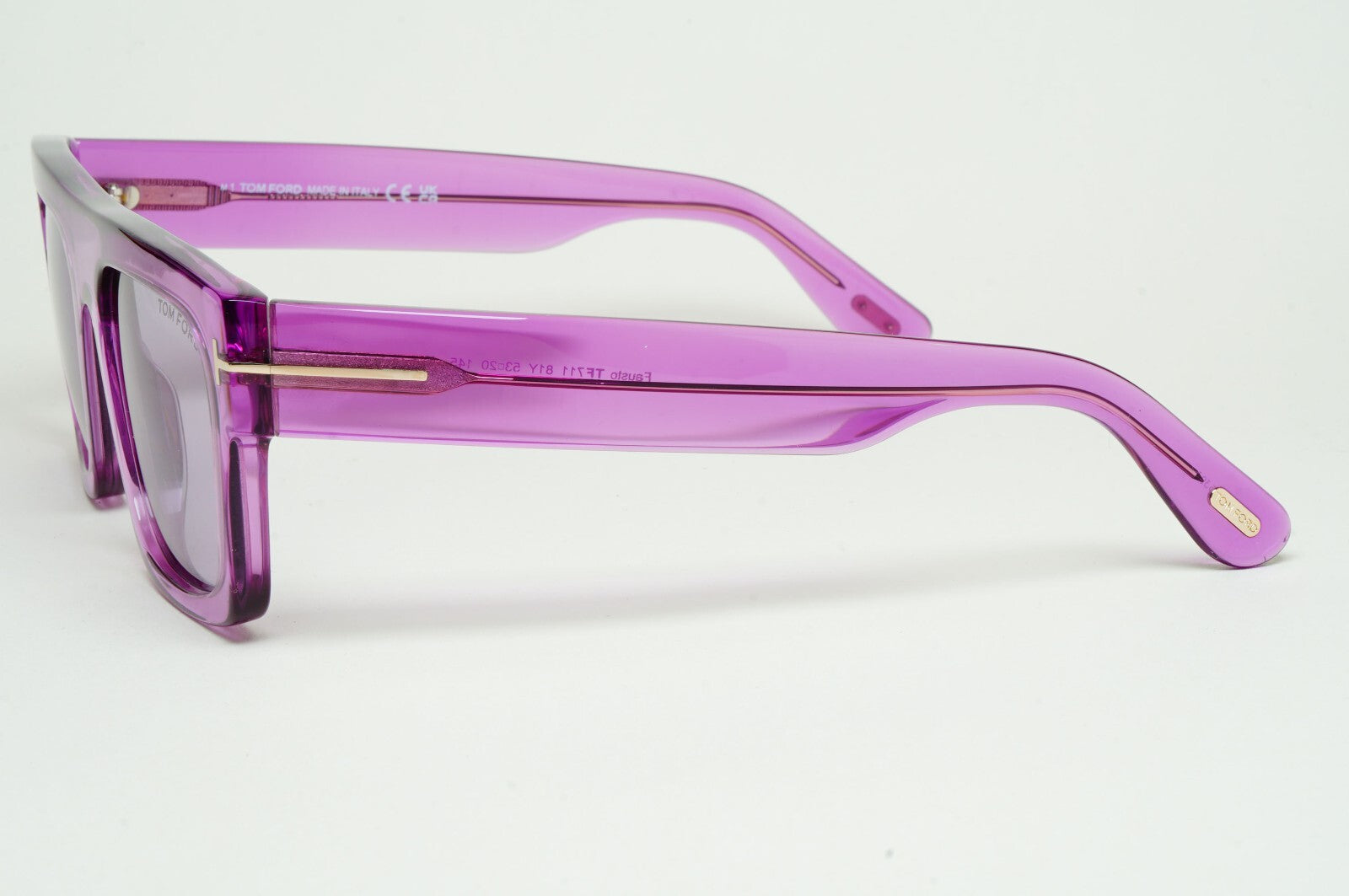 Tom Ford Sunglasses Fausto Violet Transparent Square FT0711 TF 711 81Y 53mm