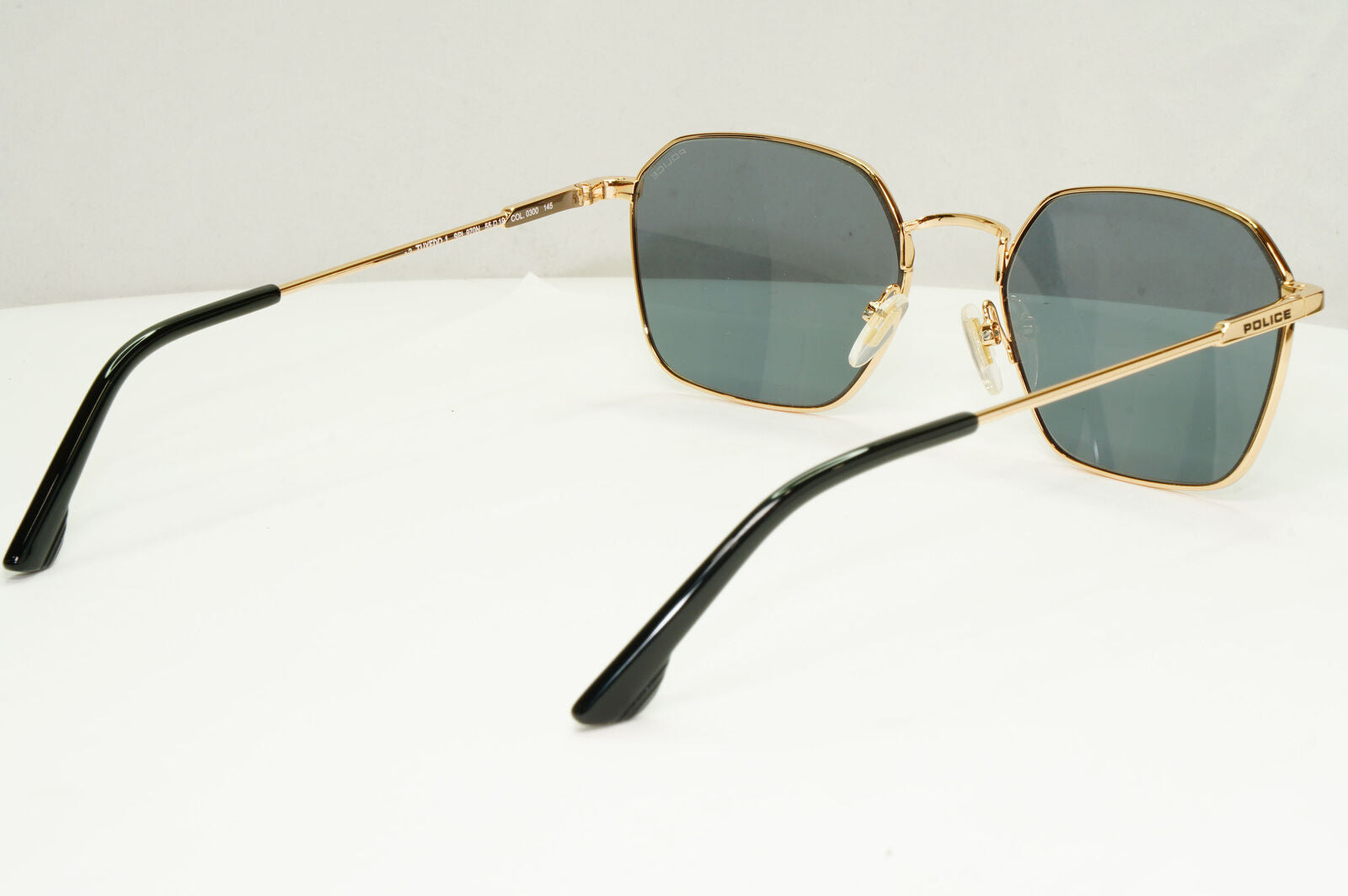 Police Gold Green Sunglasses Metal Mens Hexagonal Tuxedo 1 SPL 970C COL 0300