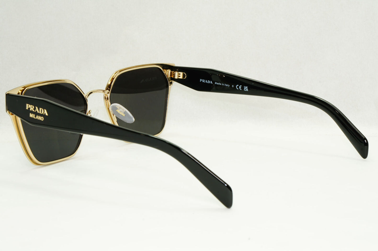 Prada Sunglasses Black Gold Square Metal Milano PR63WV VPR 63W 1AB-1O1 53mm