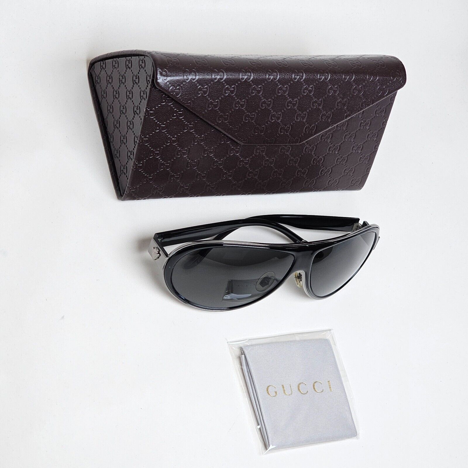 Gucci Sunglasses 2003 Vintage Black Pilot Grey Unisex GG 1890/S CVLP9 060125
