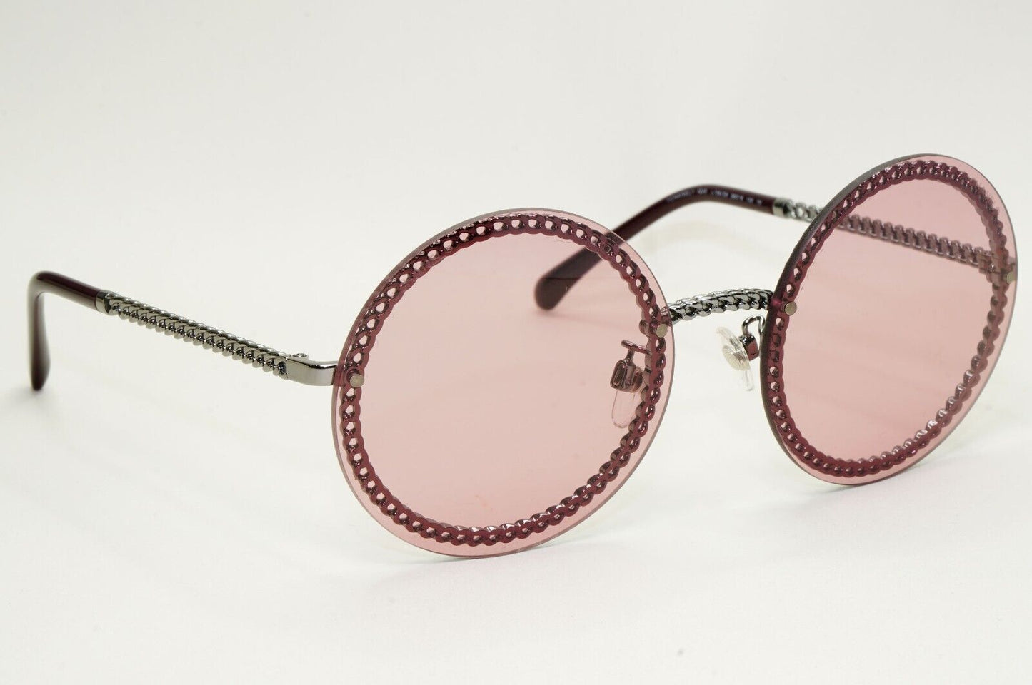 Chanel Sunglasses Chain Round Rimless Metal Grey Gunmetal Pink CH 4245 c.108/D8