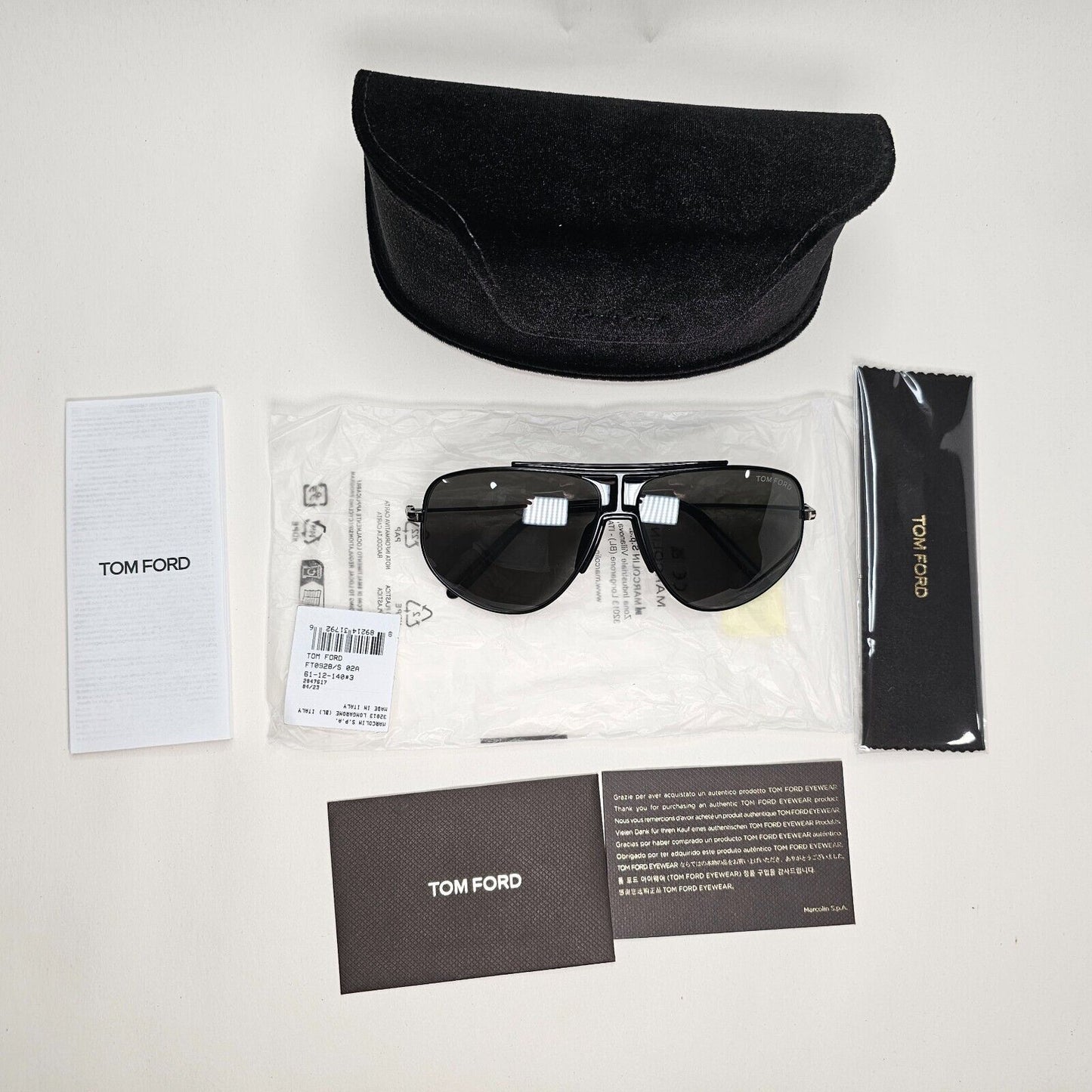 Tom Ford Sunglasses Addison Black Grey Pilot Metal FT0928 TF 928 02A 61mm