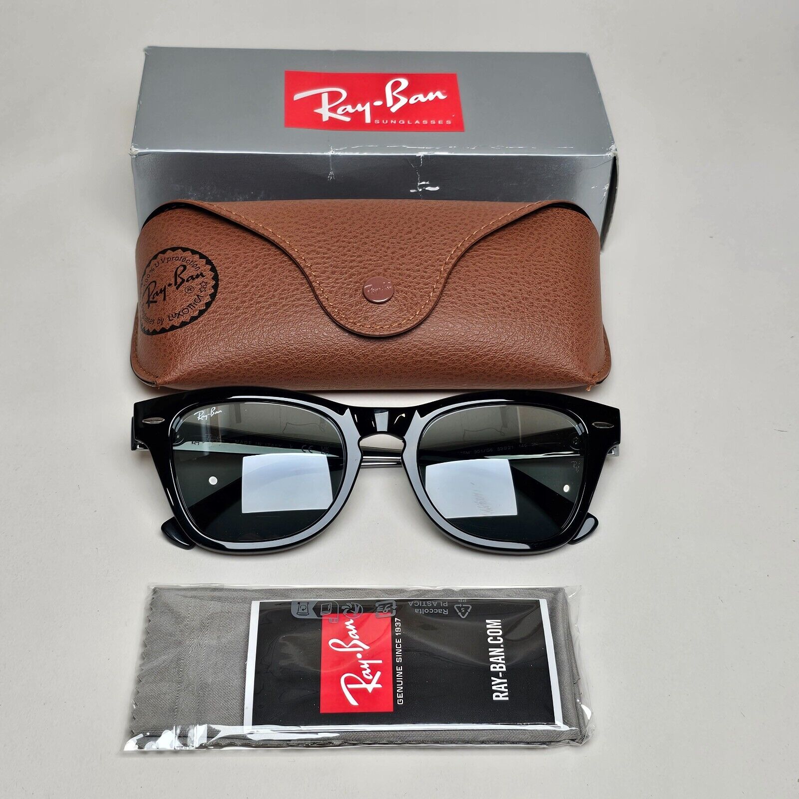 Ray-Ban Sunglasses Black Gunmetal Grey Mirrored RB 0707SM 901/G6 53mm