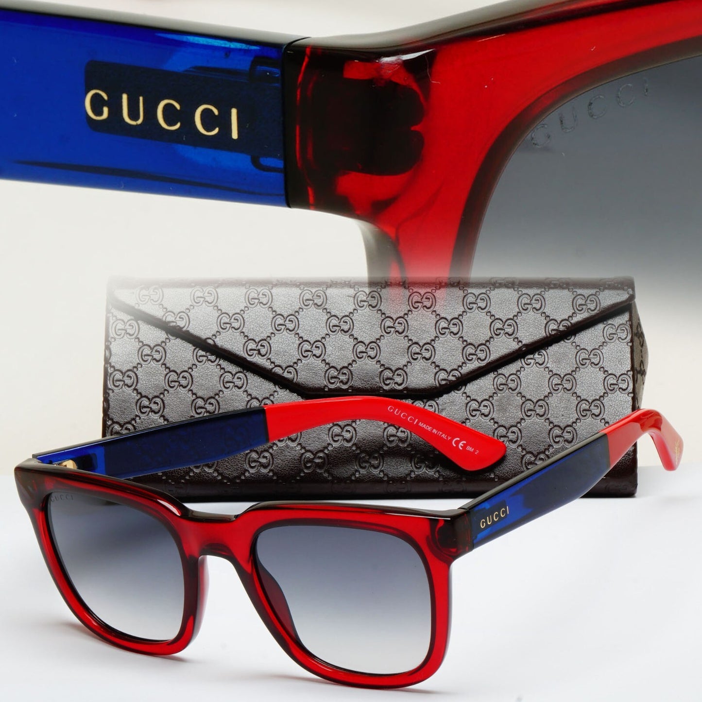 Gucci Sunglasses 2016 Red Blue Grey Square Gradient GG 1133/S VN8DG 200225
