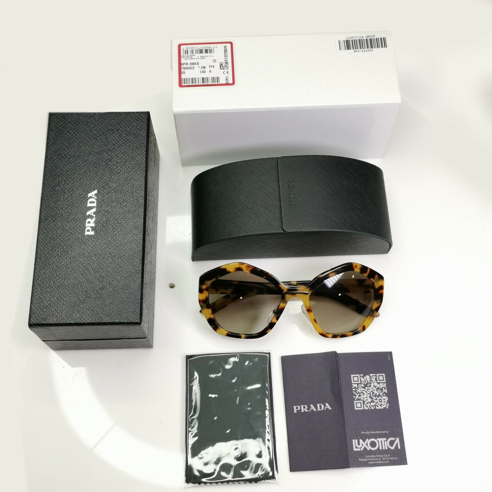 Authentic Prada Womens Sunglasses Brown Angular Hexagon SPR 08X 7S05O2 Oversized