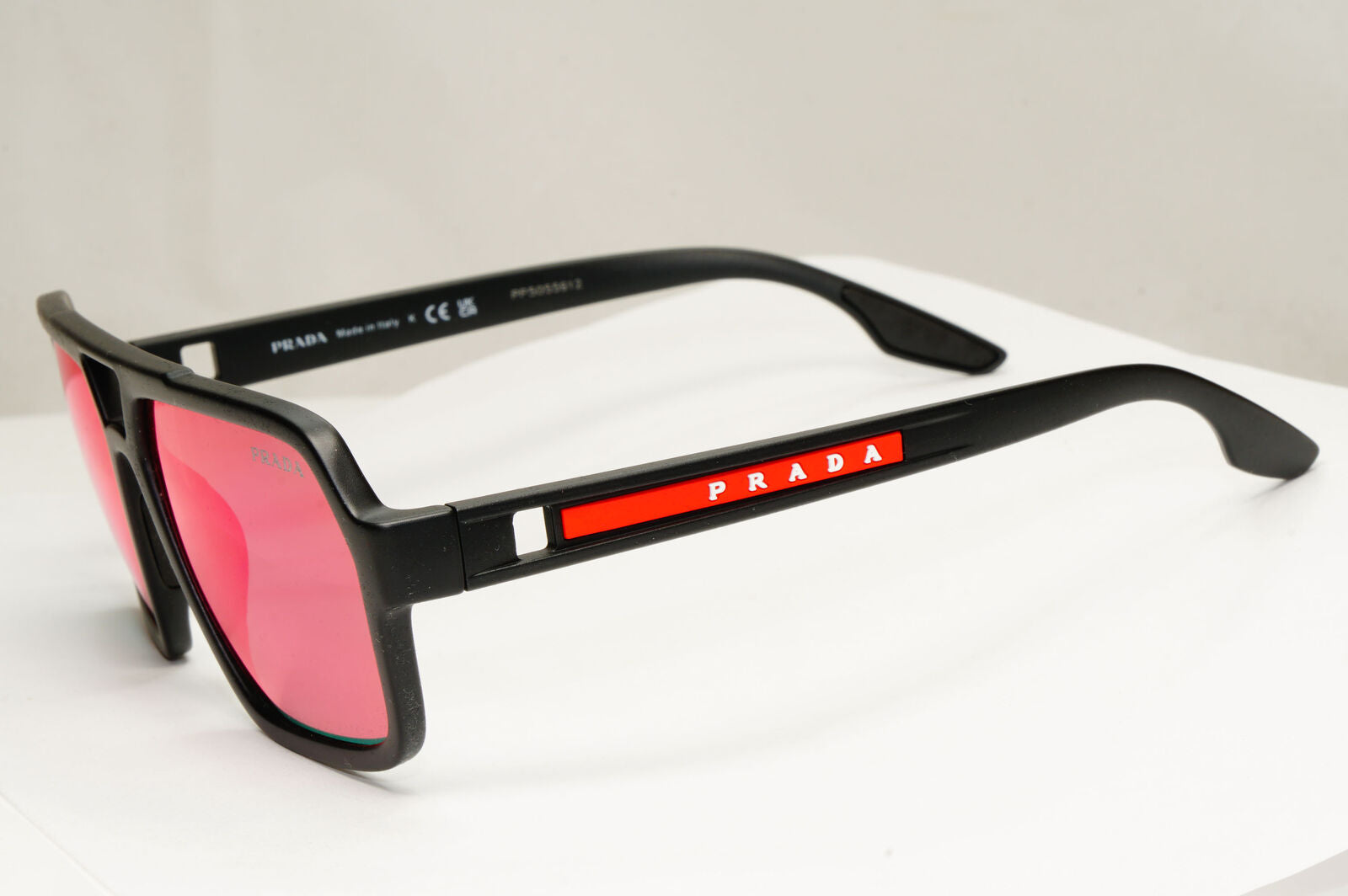 Prada Sunglasses Black Grey Mirror Blue Red Square Pilot PS01XS SPS 01X DG0-08F