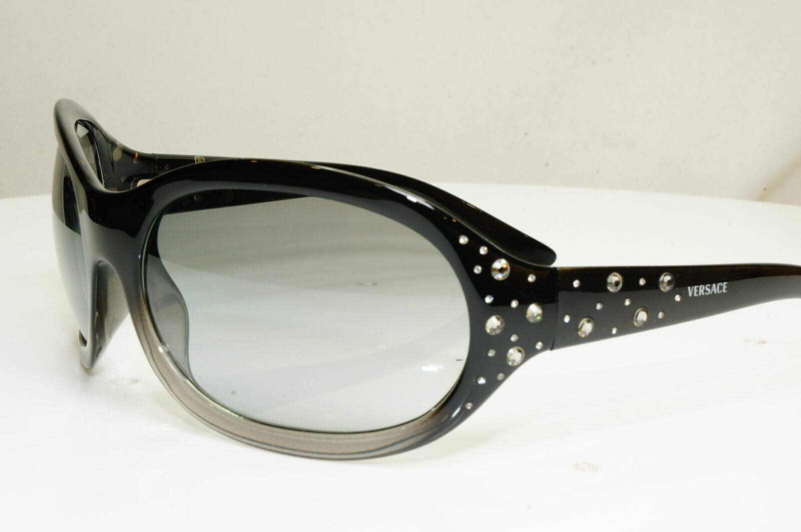 Versace Crystal Gem Black Grey Sunglasses Wrap Womens Designer 4063 528/11 29791