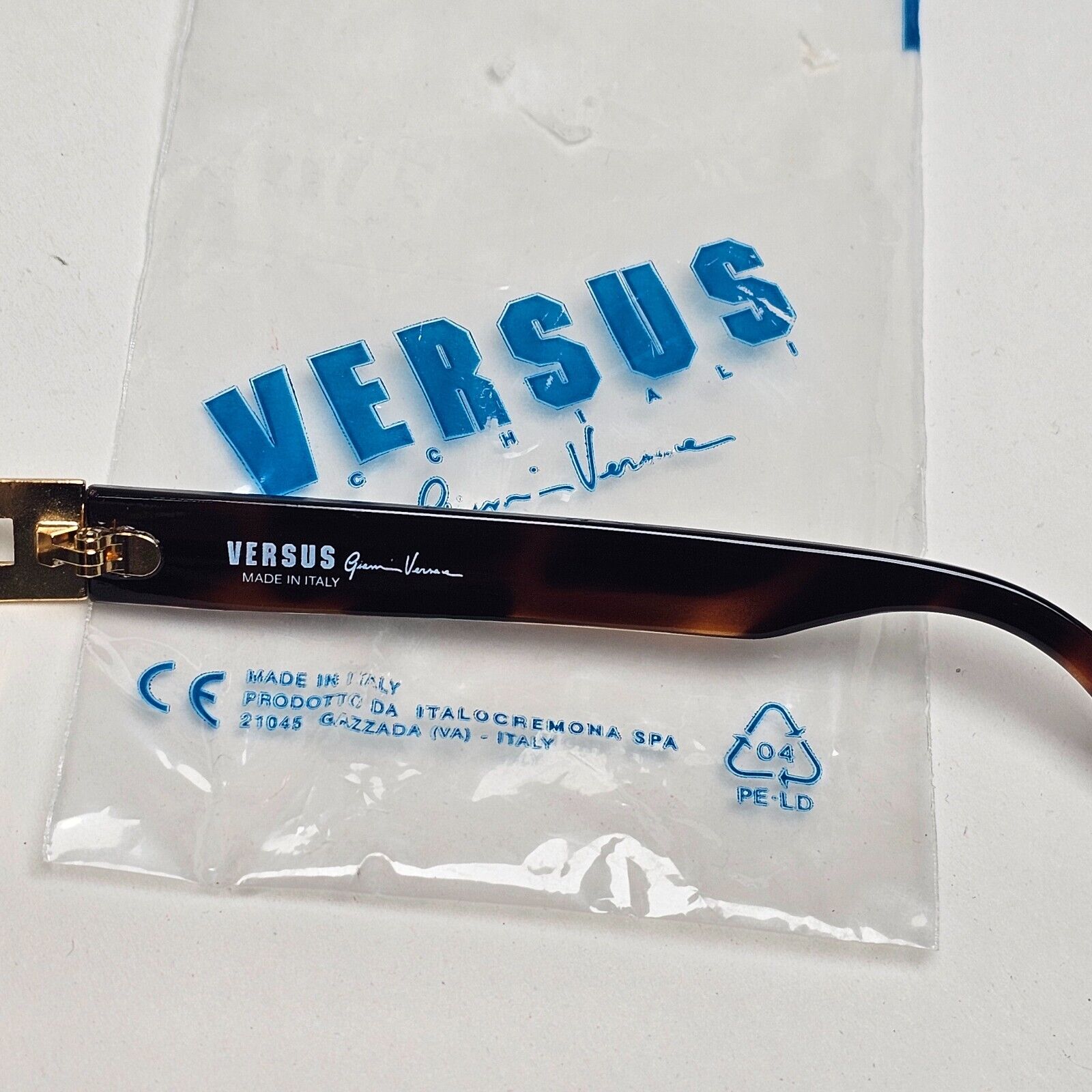 Versus Sunglasses 1996 by Gianni Versace Vintage Gold Rectangle MOD F32 COL 36M